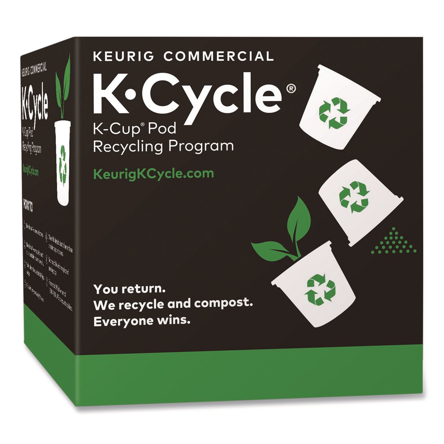 Keurig® K-Cycle K-Cup Pod Recycling Station, Plastic, Black/Green/White, 5/Pack