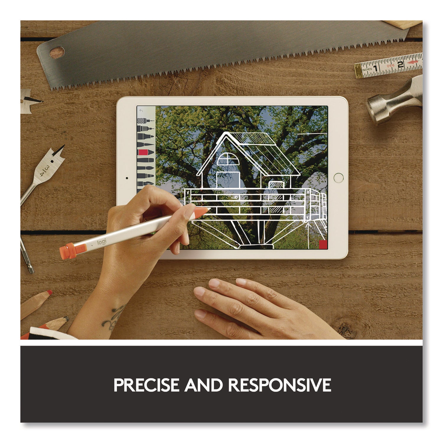 Logitech® Crayon, for iPad, Silver/Orange