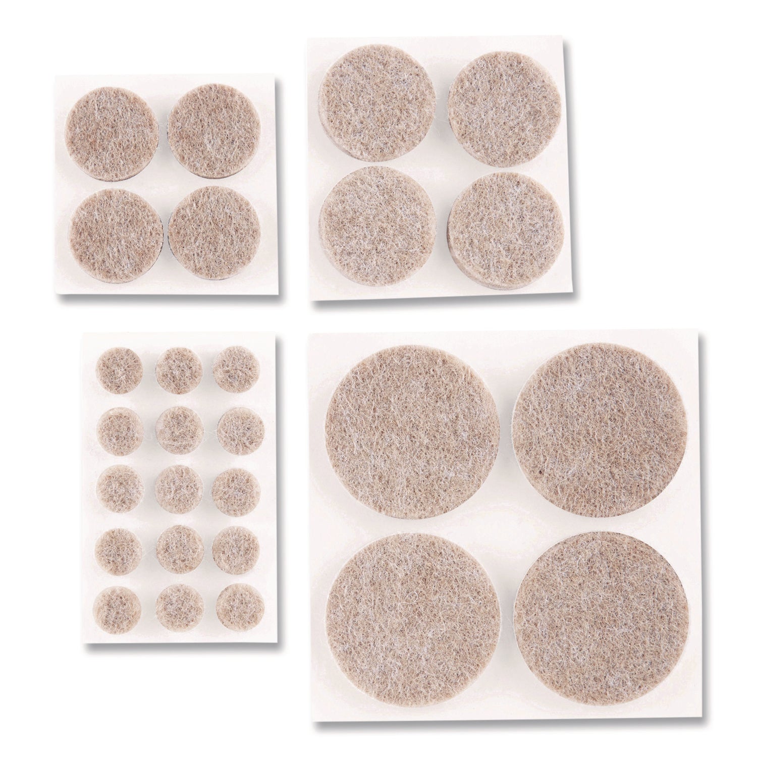 Scotch™ Felt Pad Protectors, Assorted Round, Beige, 78/Pack