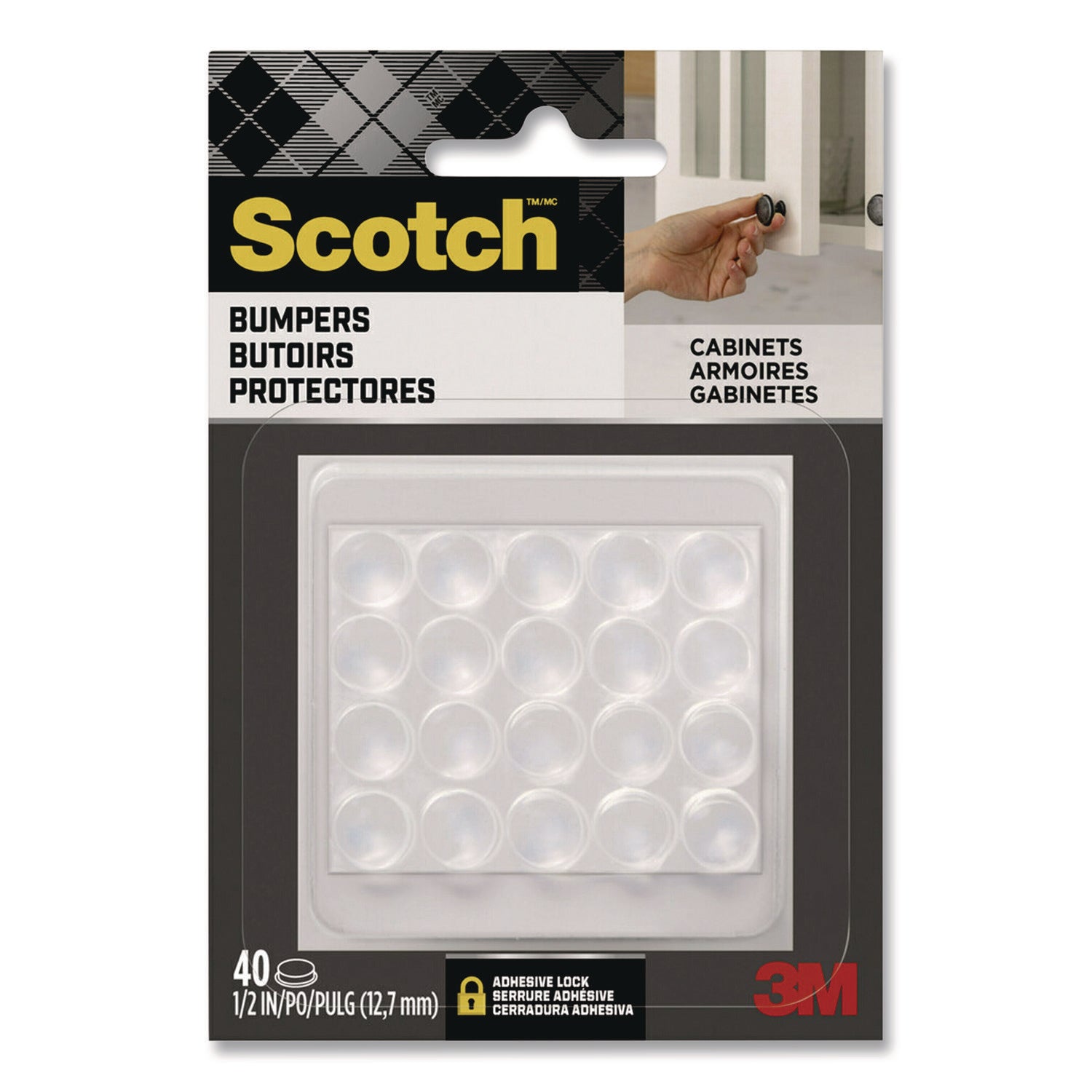 Scotch™ Bumpers, 0.5" dia, Clear, 40/Pack
