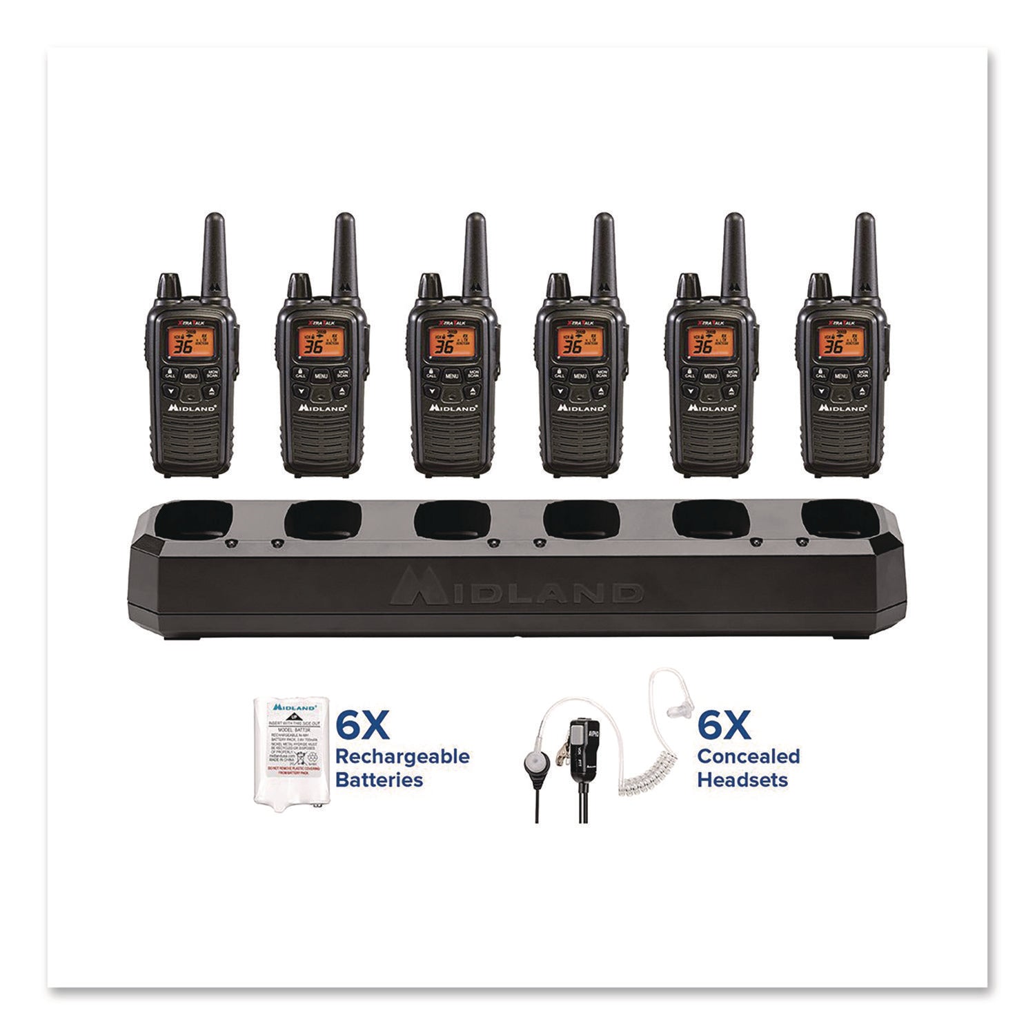 Midland® Biztalk Two-Way Business Radio Bundle, 36 Channels, 6/Pack
