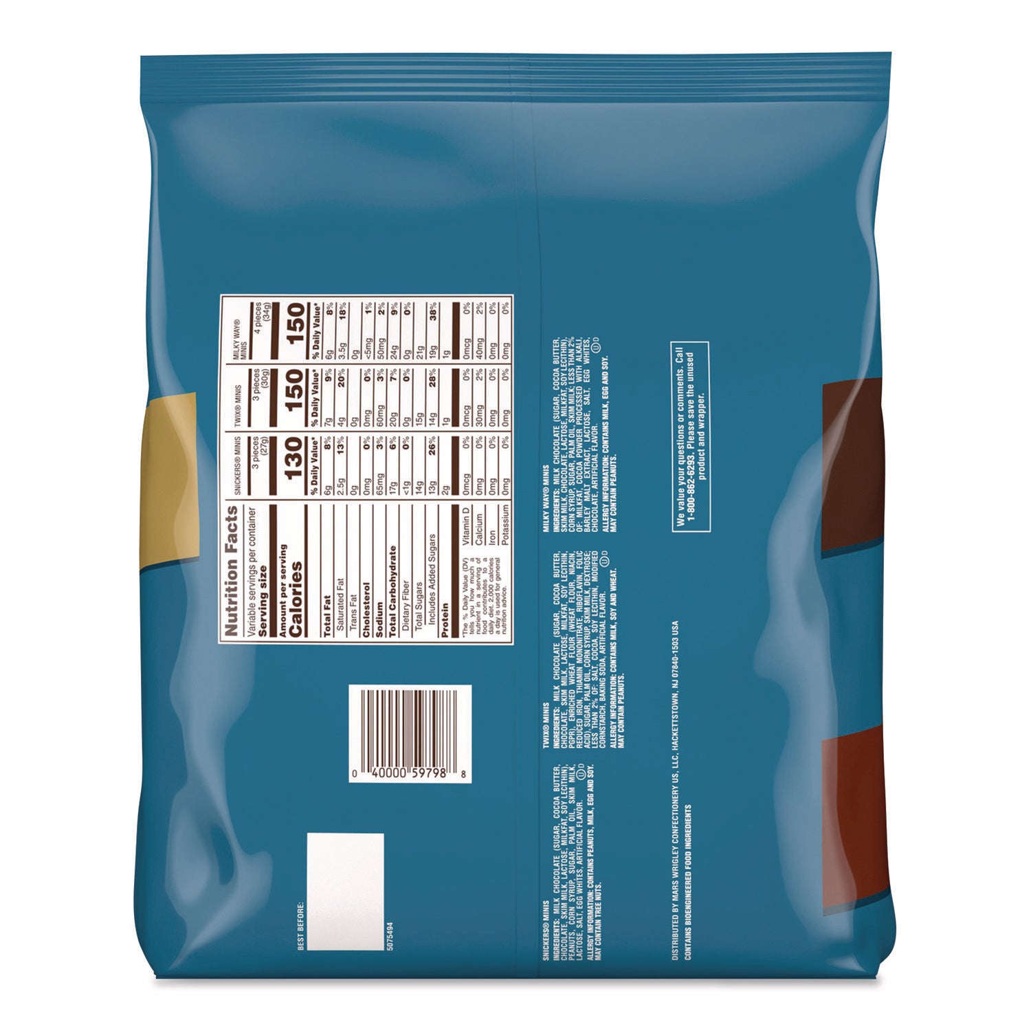 MARS Minis Variety Pack, Assorted, 46.86 oz Bag, 150 Pieces