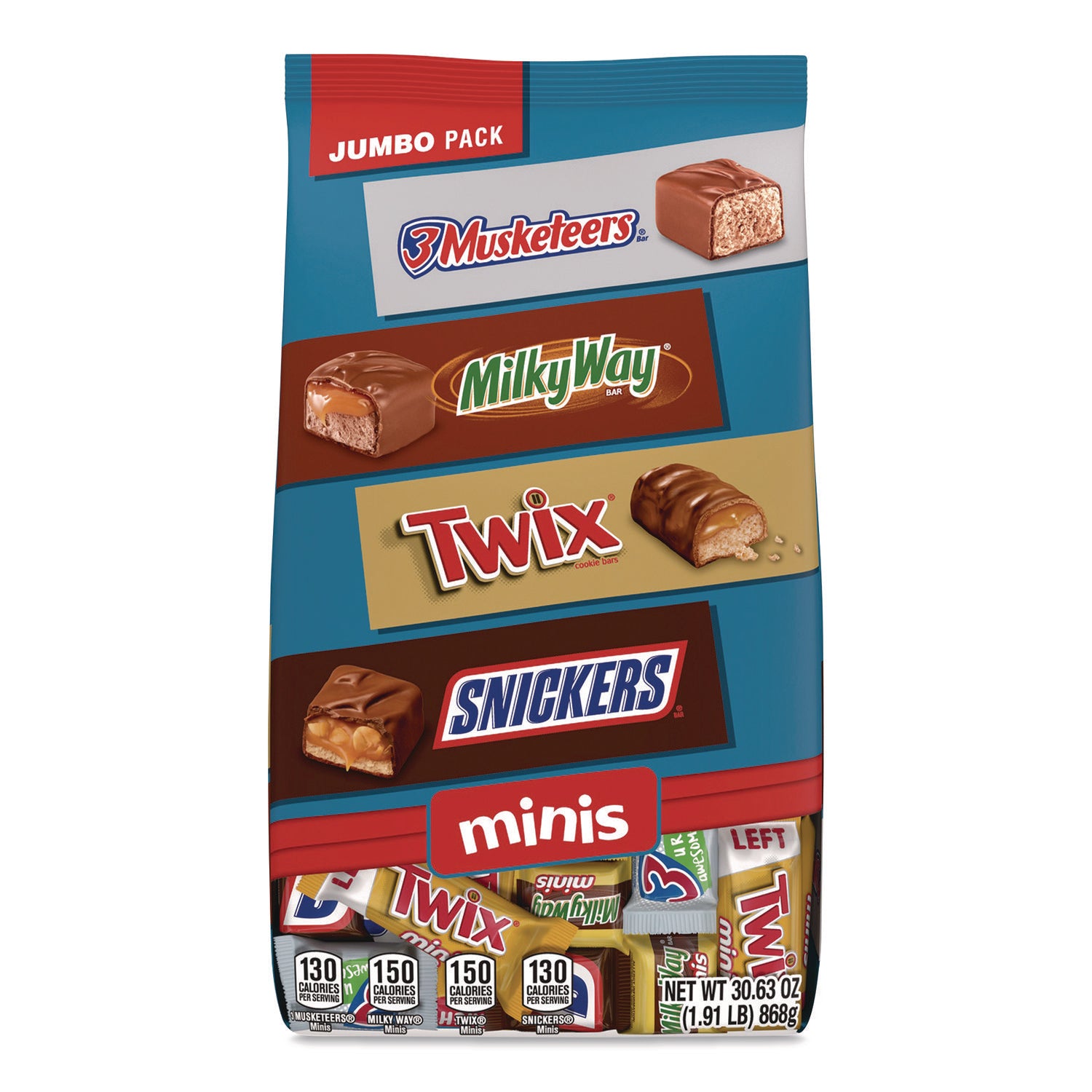MARS Minis Variety Jumbo Pack, Assorted, 30.63 oz Bag