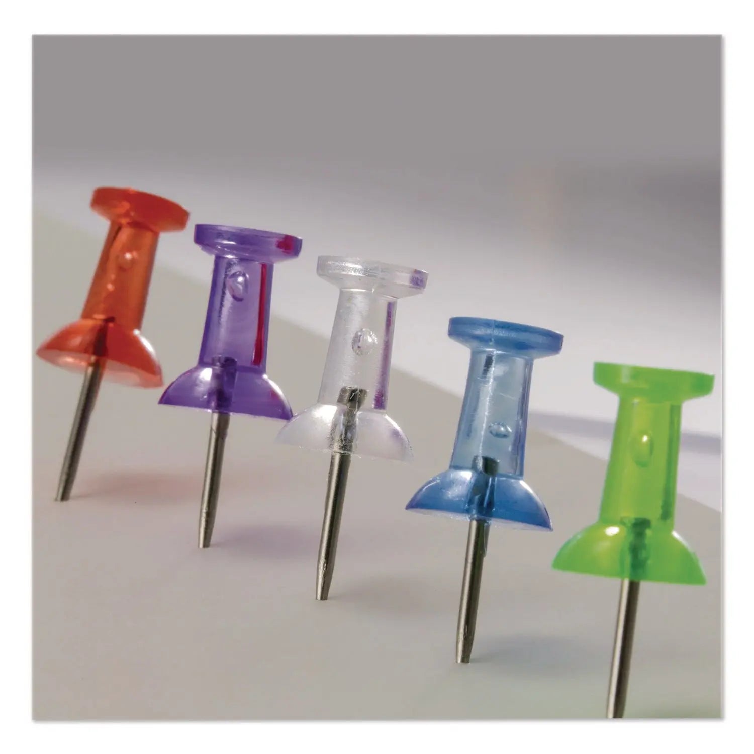 Officemate Push Pins, Assorted Plastic Head, 0.5" Pin, 200/Pack Officemate Flipcost