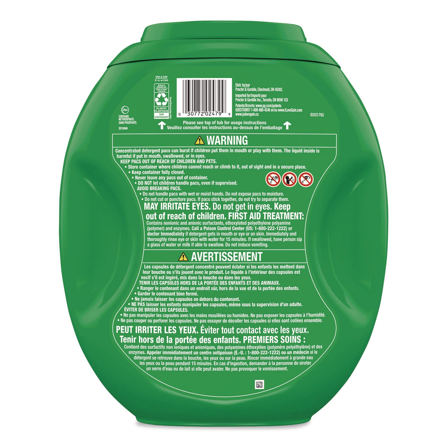 Gain® Flings Detergent Pods, Original, 112 Pods, 80 oz Tub