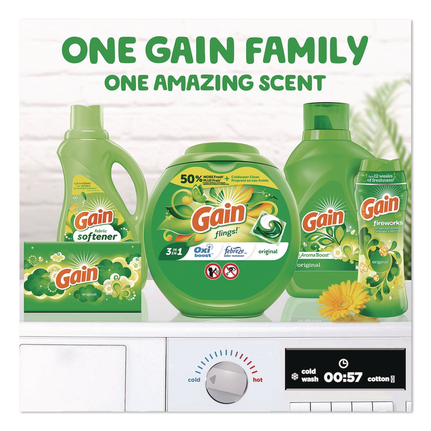 Gain® Flings Detergent Pods, Original, 112 Pods, 80 oz Tub