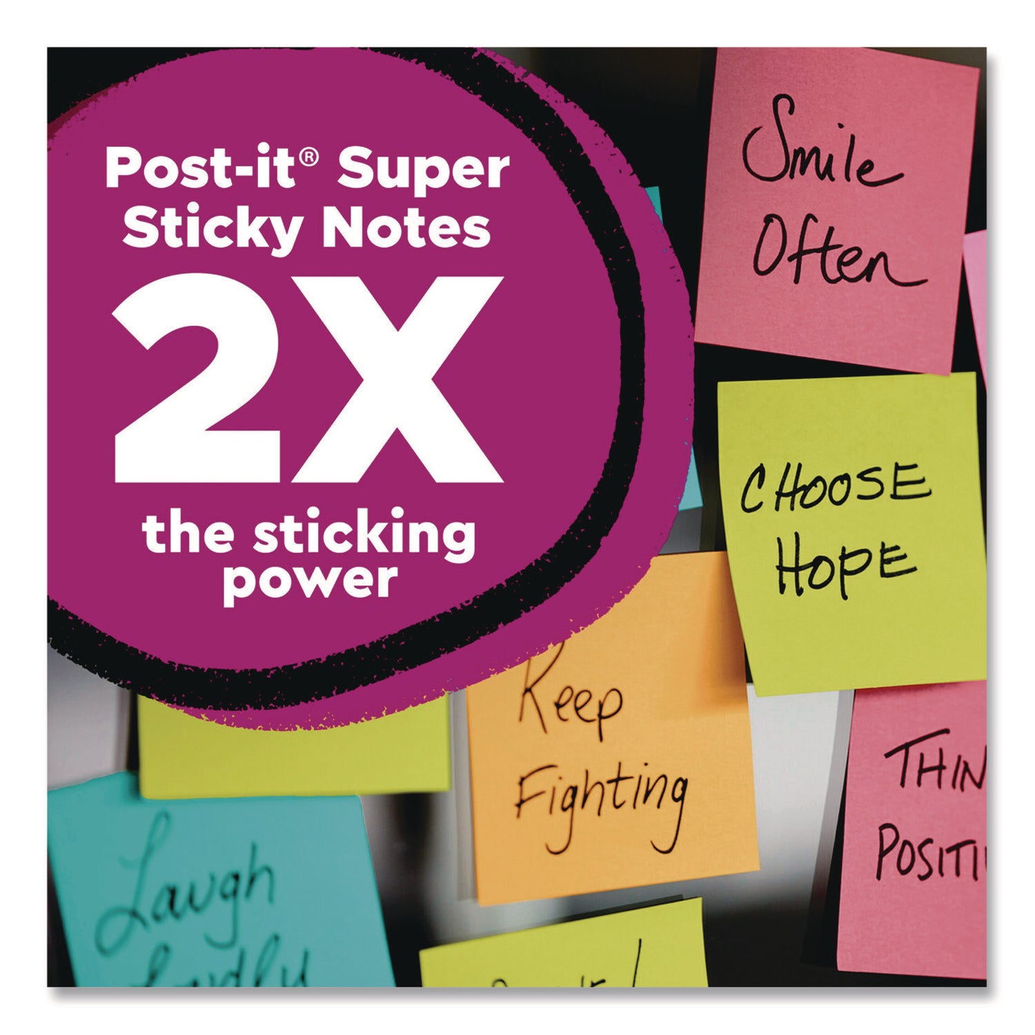 Post-it® Notes Super Sticky Super Sticky Notes, 3 x 3, Mulberry, 90 Sheets/Pad, 5 Pads/Pack