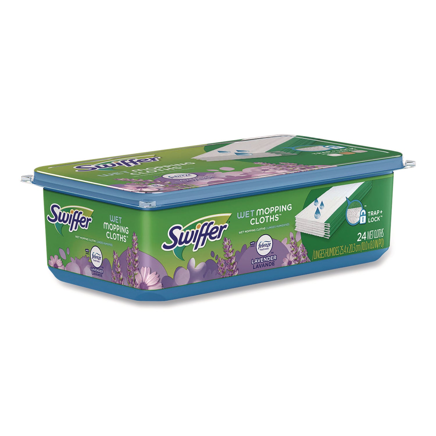 Swiffer® Sweeper TRAP + LOCK Wet Mop Cloth, 8 x 10, White, Lavender Scent, 24/Pack