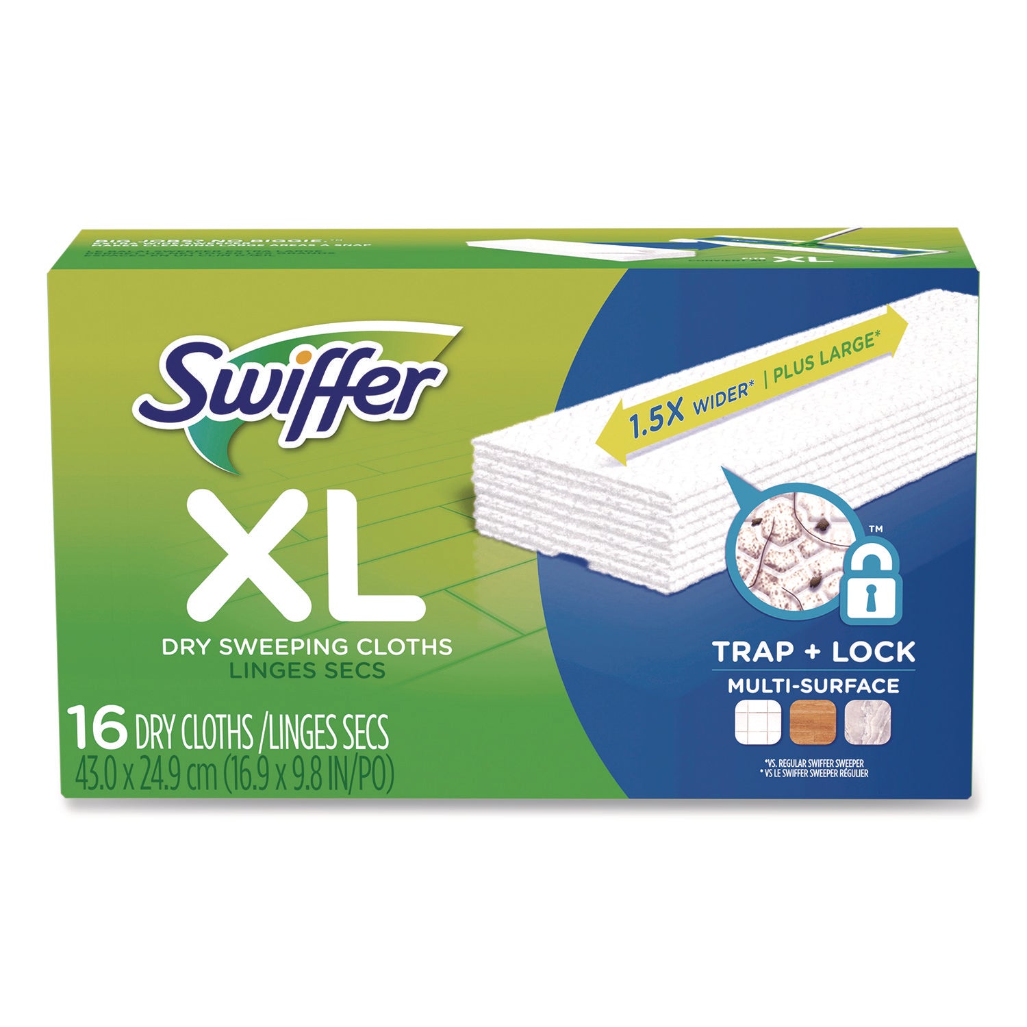 Swiffer® Sweeper XL Dry Refill Cloths, 16.9 x 9.8, White, 16/Box