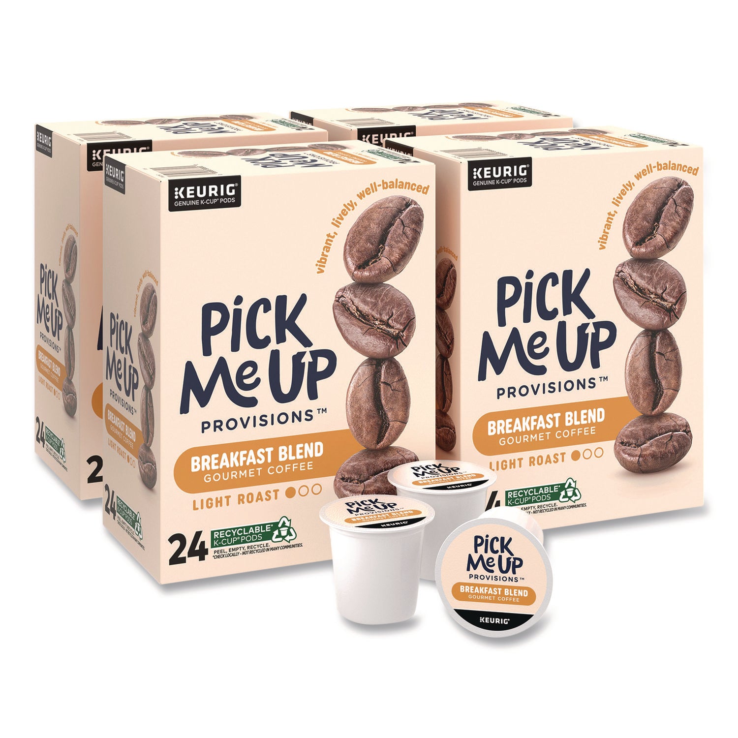 Pick Me Up Provisions™ Breakfast Blend Coffee K-Cups, 24/Box, 4 Boxes/Carton