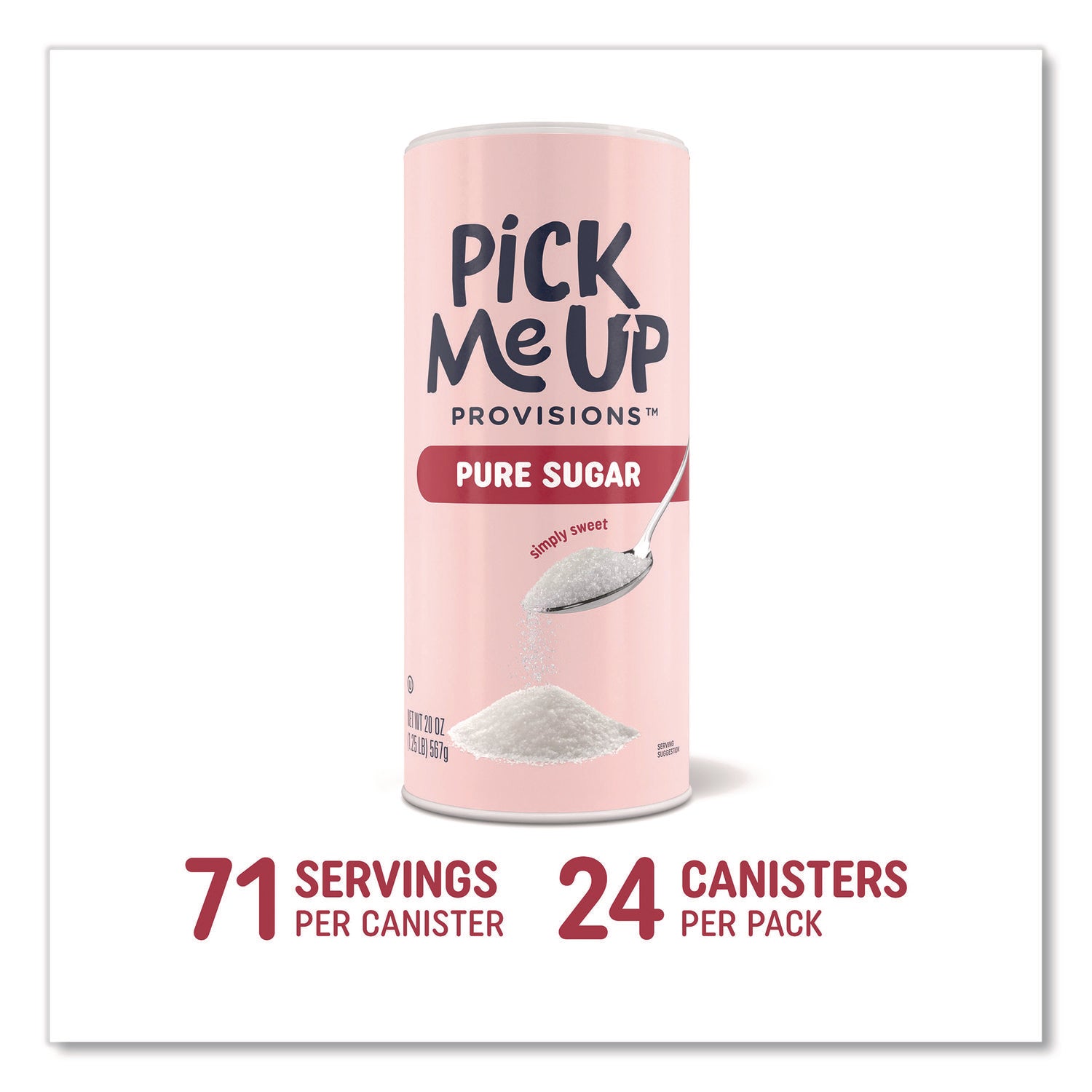 Pick Me Up Provisions™ Pure Sugar, 20 oz Canister, 24/Carton