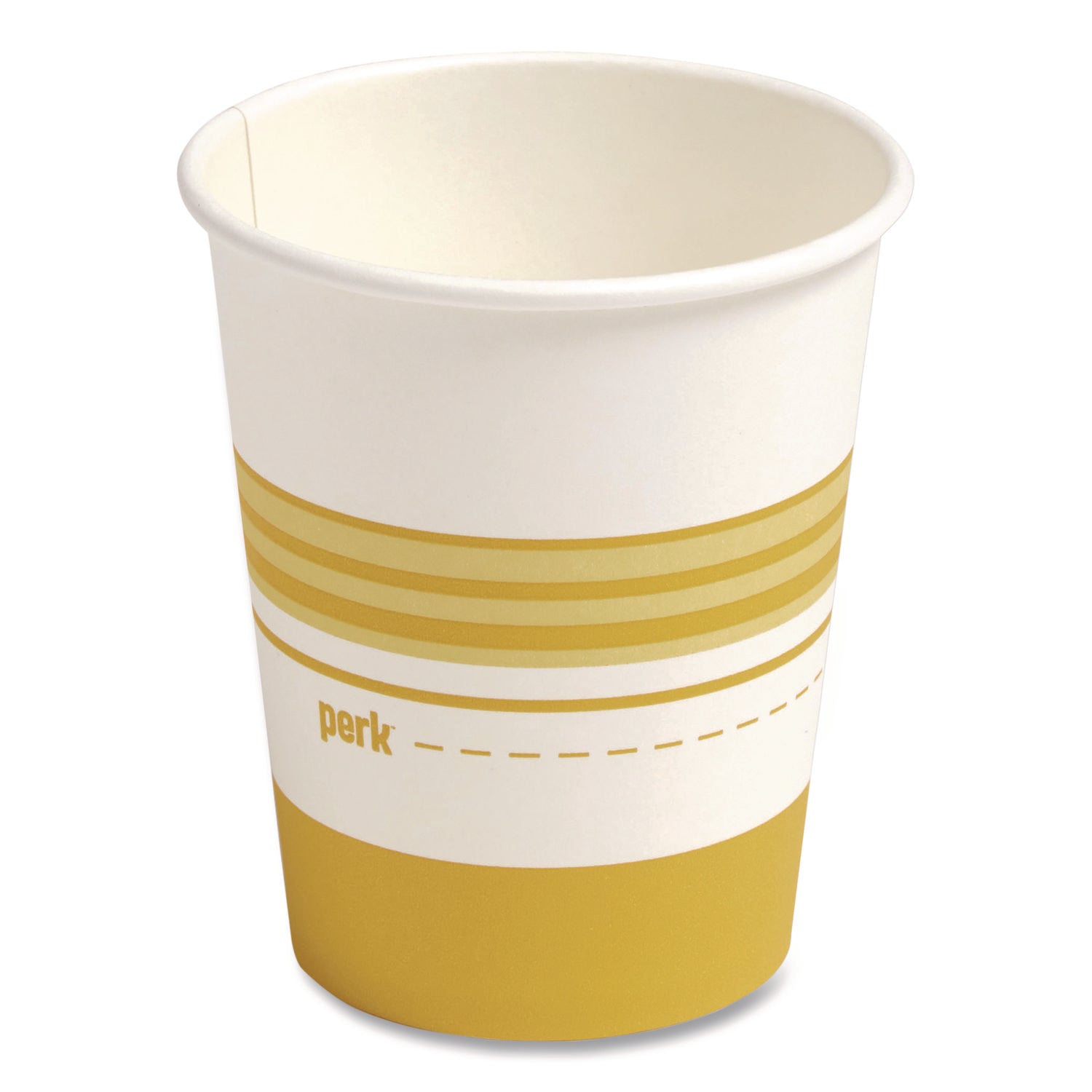 Perk™ Paper Hot Cups, 8 oz, White/Yellow, 500/Carton