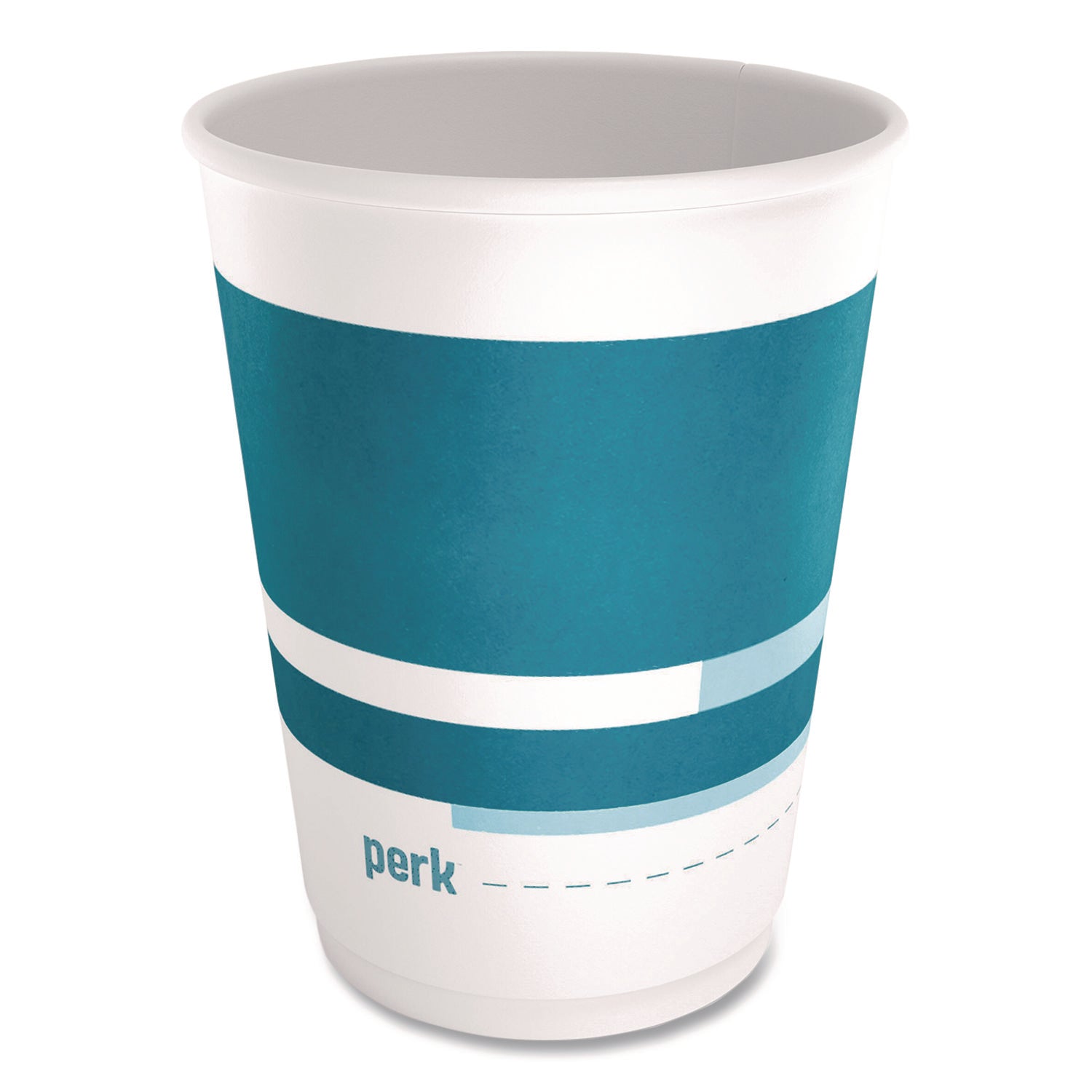 Perk™ Insulated Paper Hot Cups, 12 oz, White/Blue, 480/Carton