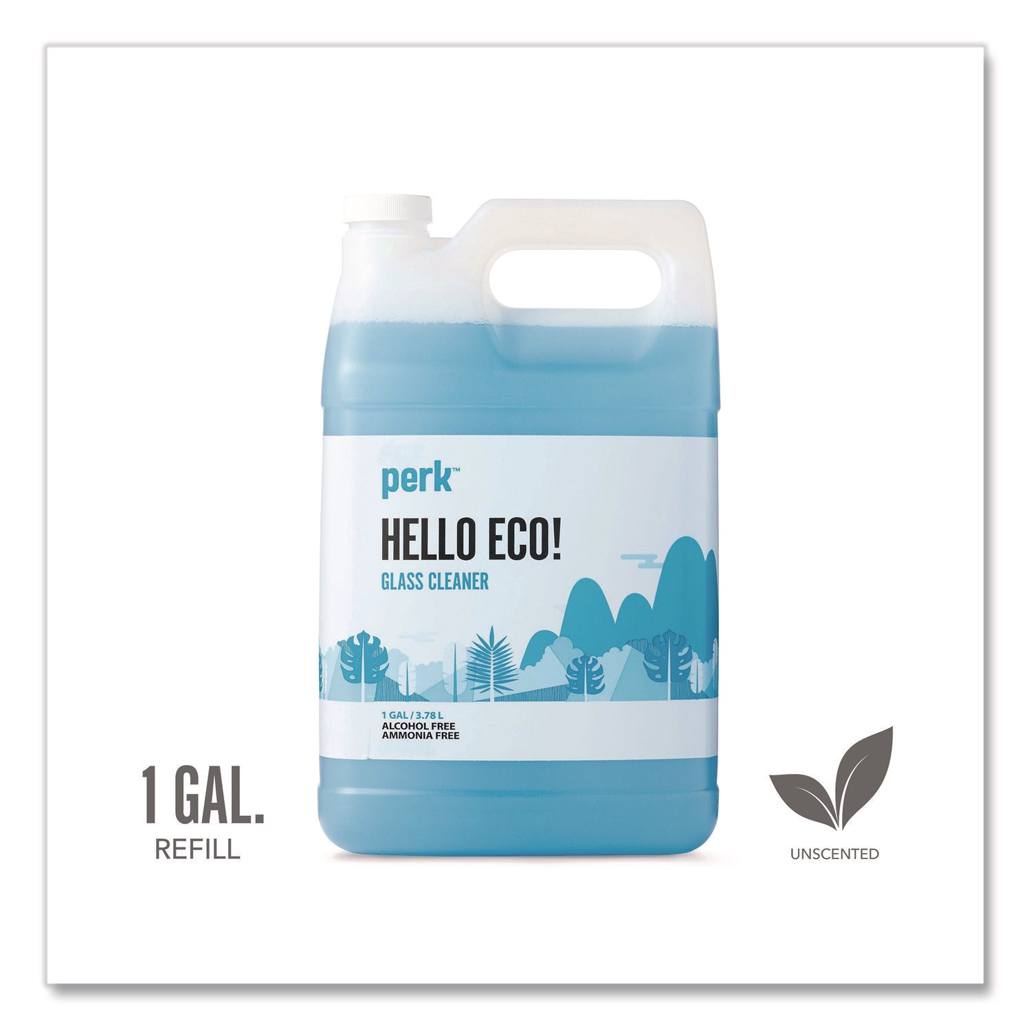 Perk™ Hello Eco Glass Cleaner Refill, Unscented, 1 gal Bottle