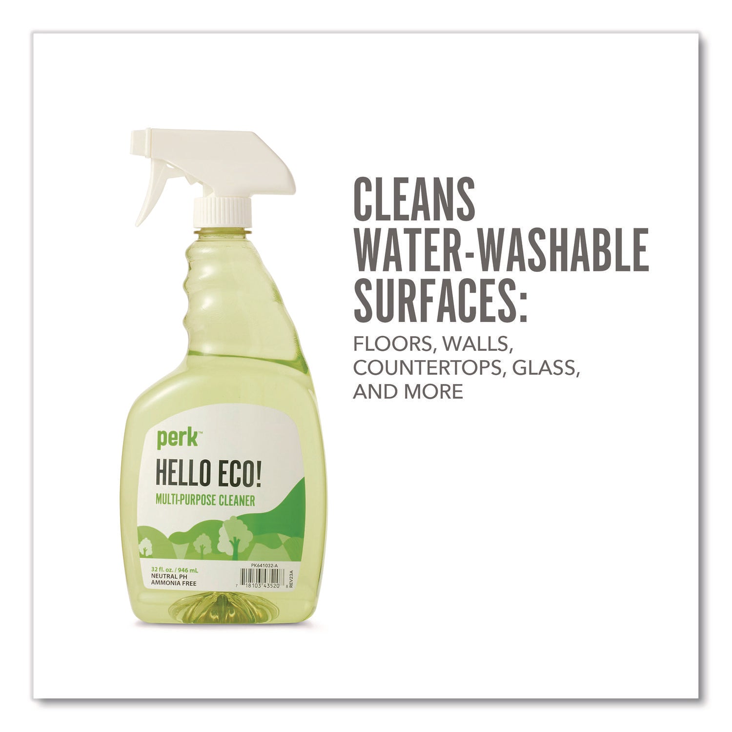Perk™ Hello Eco Multi-Purpose Cleaner, Citrus Scent, 32 oz Spray Bottle