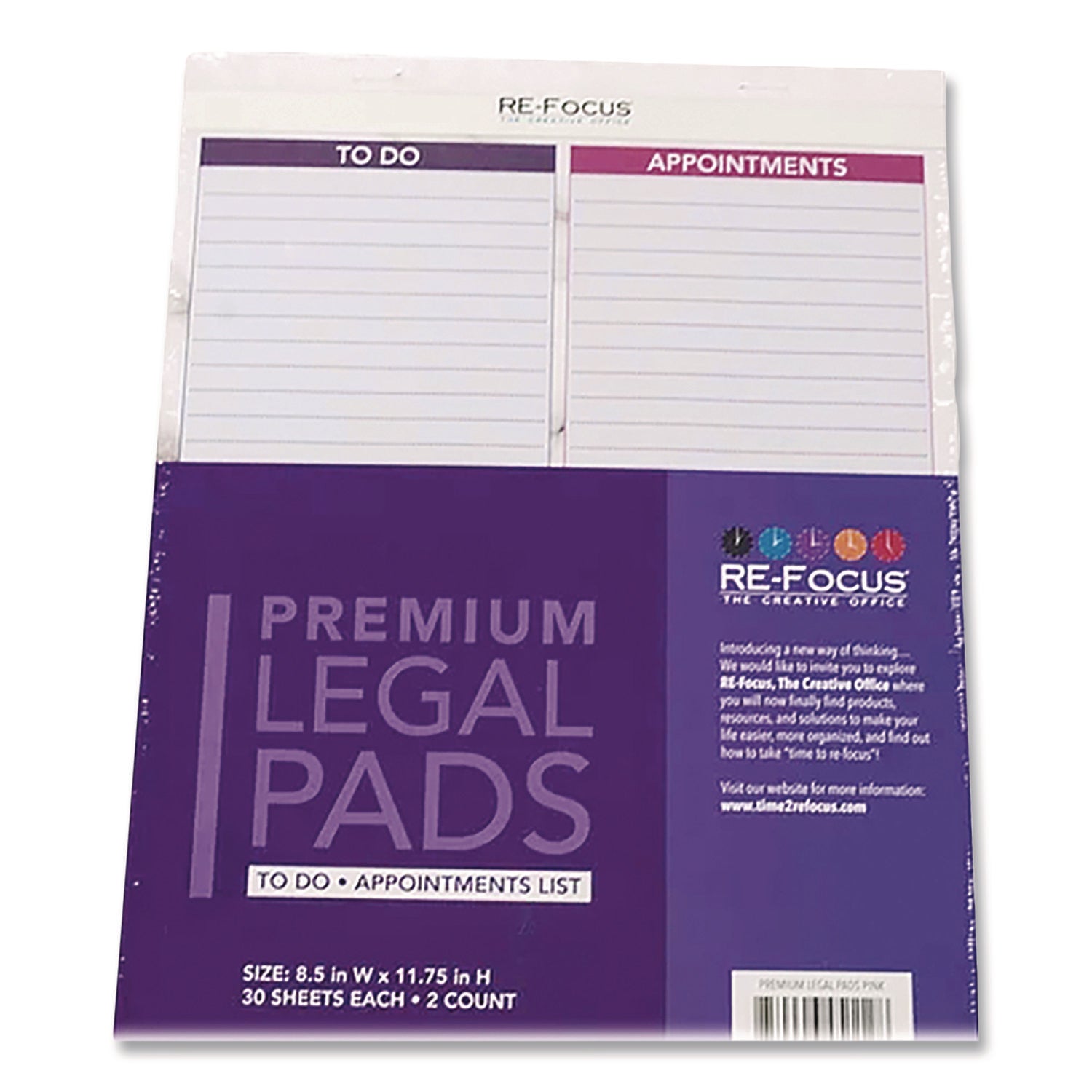 RE-Focus The Creative Office Premium Legal Pads To-Do/Appointment Lists, List Format, (30) Light Purple/Dark Purple/White Marble 8.5 x 11 Sheets, 2/Pack