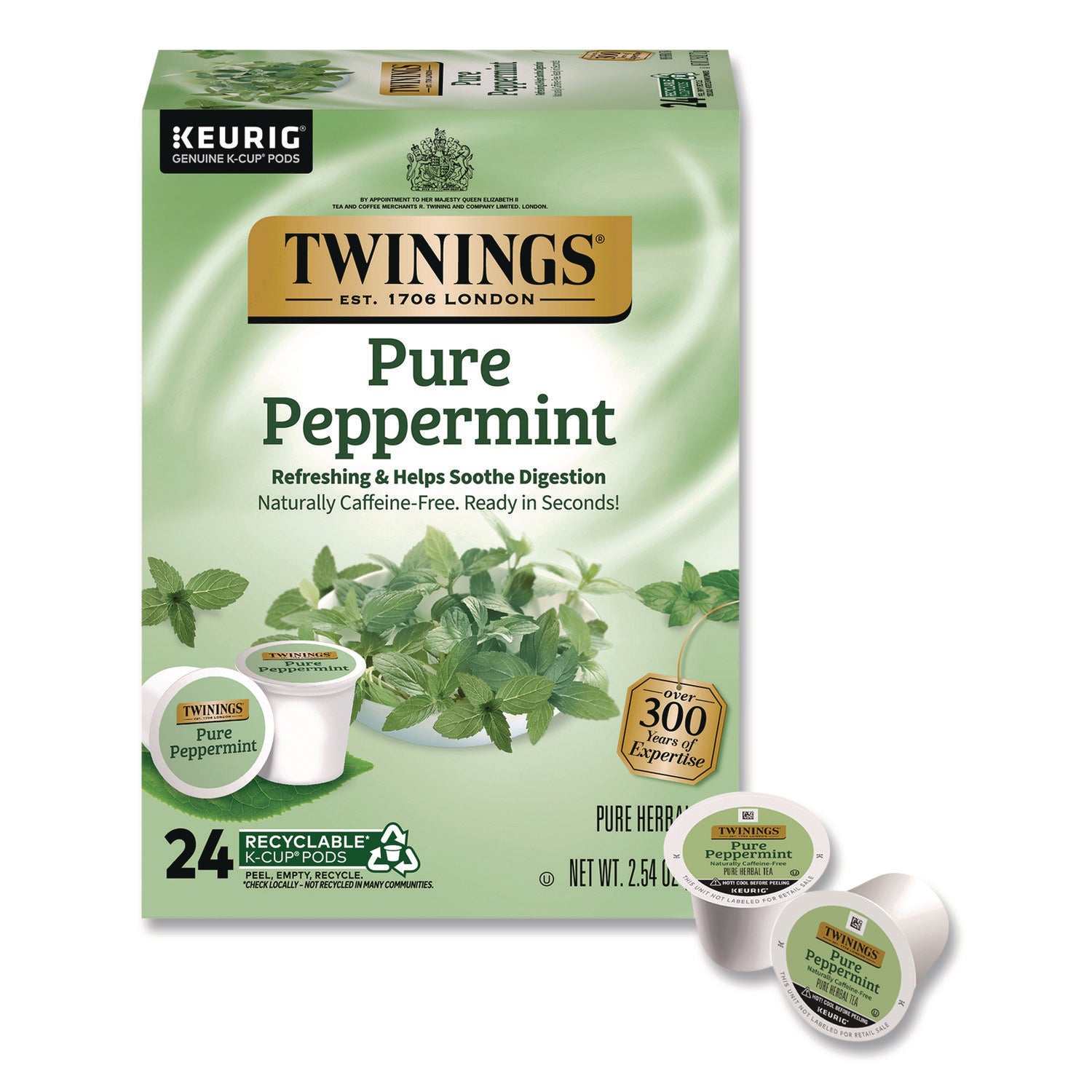 TWININGS® Tea K-Cups, Pure Peppermint, 0.11 oz, 24/Box