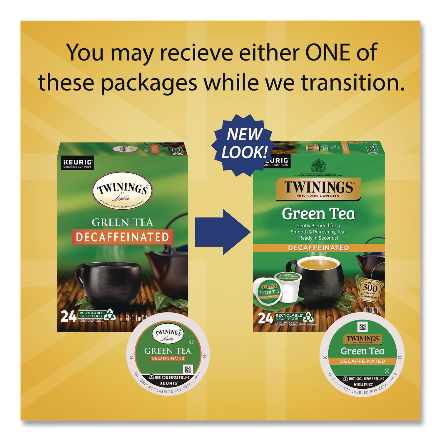 TWININGS® Tea K-Cups, Decaf Green Tea, 0.11 oz, 24/Box