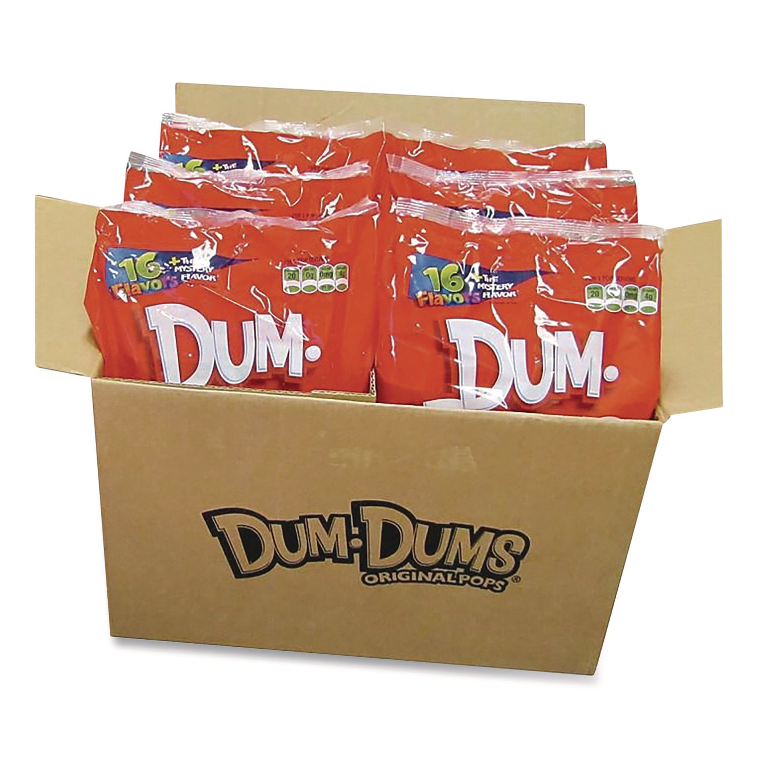 Spangler® Dum-Dum-Pops, Assorted Flavors, Individually Wrapped, 2 lb Bag, 200 Pieces/Bag, 6 Bags/Carton