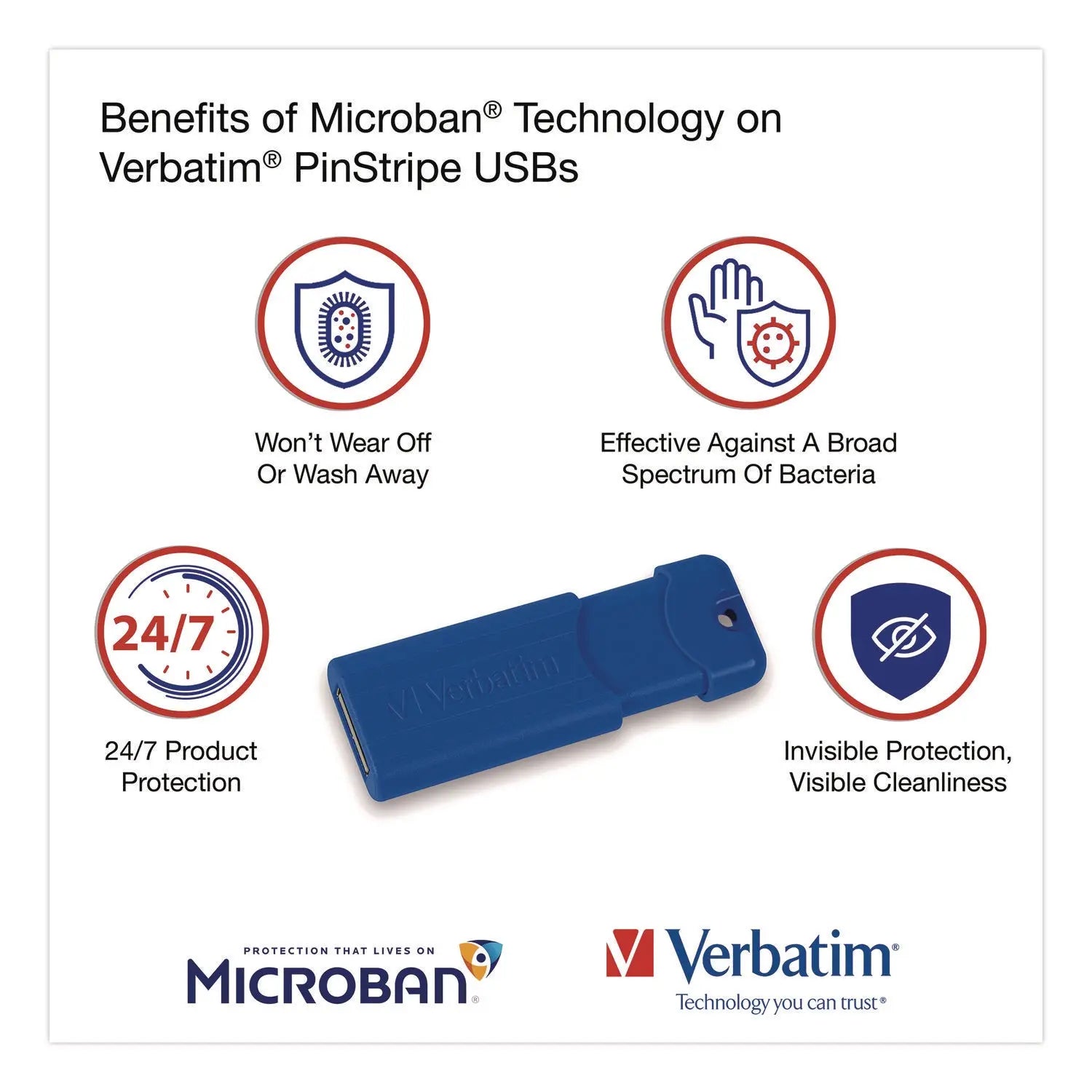 Verbatim® PinStripe USB 3.0 Flash Drive, 16 GB, Assorted Colors, 5/Pack Verbatim® Flipcost