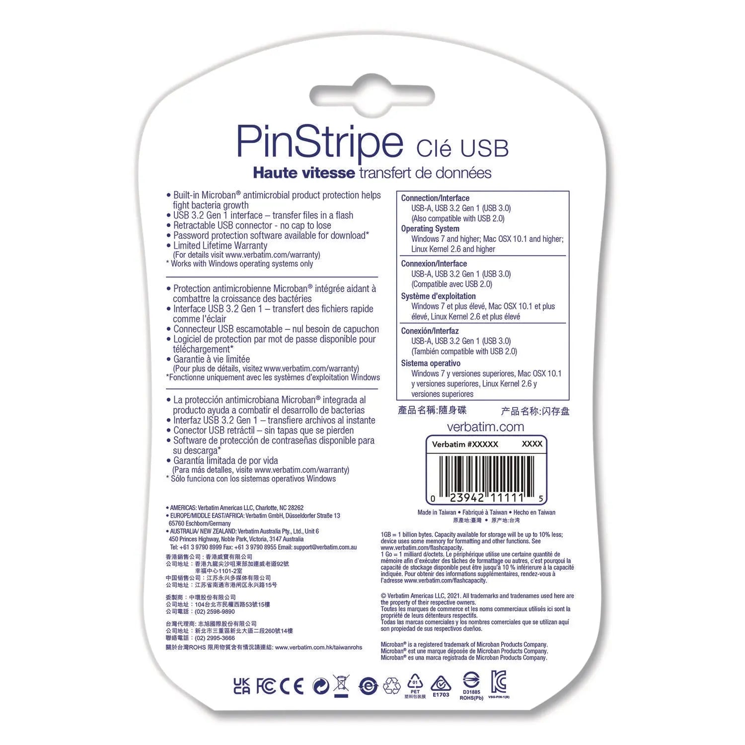 Verbatim® PinStripe USB 3.0 Flash Drive, 128 GB, Blue/Green/Red, 3/Pack Verbatim® Flipcost