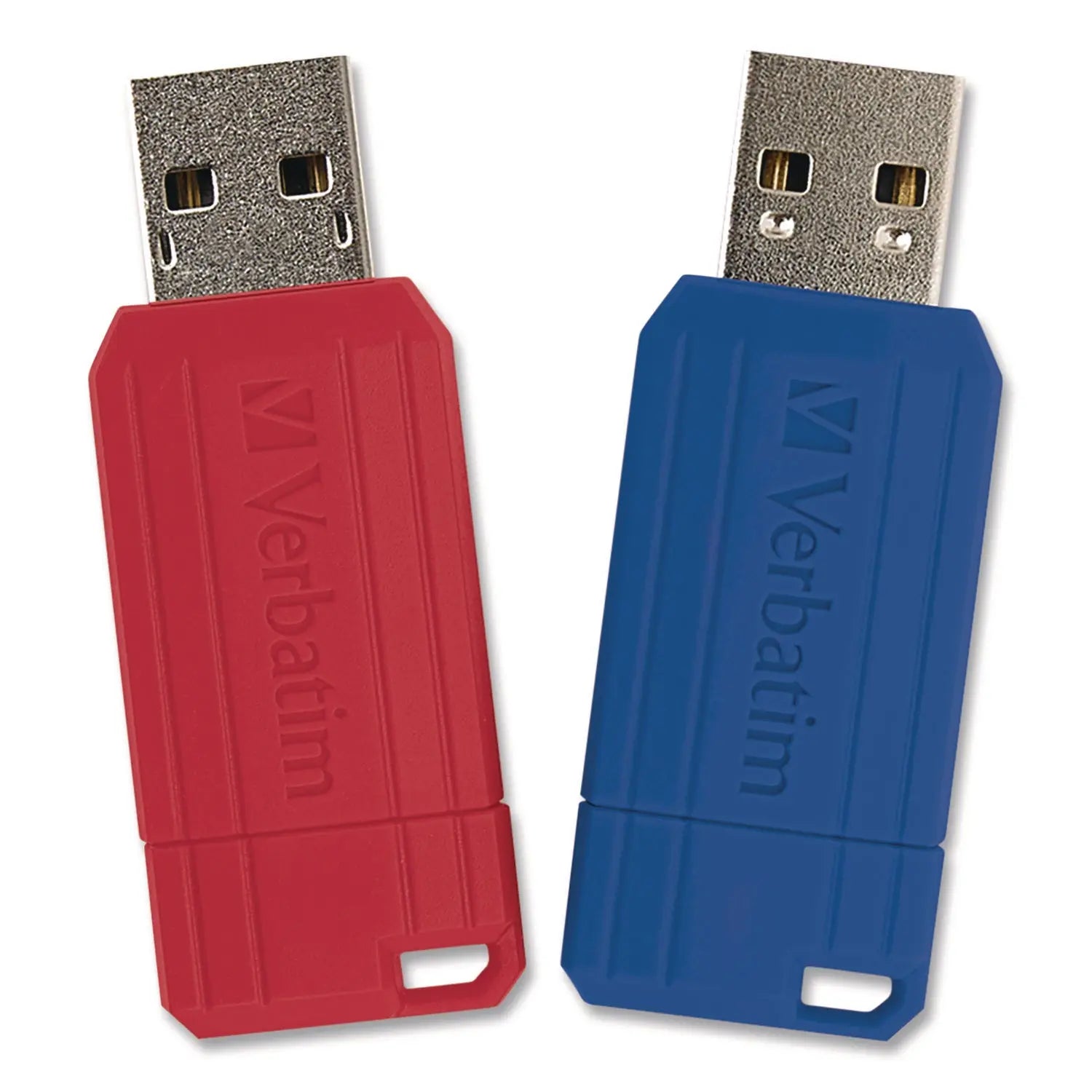 Verbatim® PinStripe USB 2.0 Flash Drive, 128 GB, Blue/Red, 2/Pack Verbatim® Flipcost
