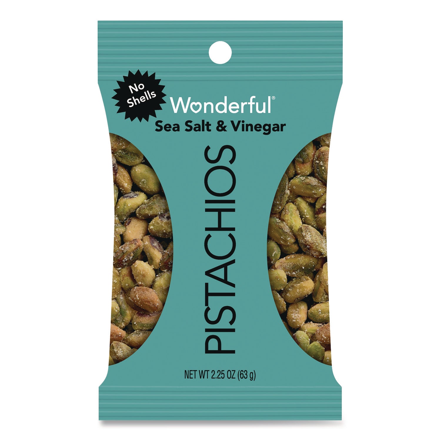 Paramount Farms® Wonderful No Shells Pistachios, Sea Salt and Vinegar, 2.25 oz Bag, 8/Box