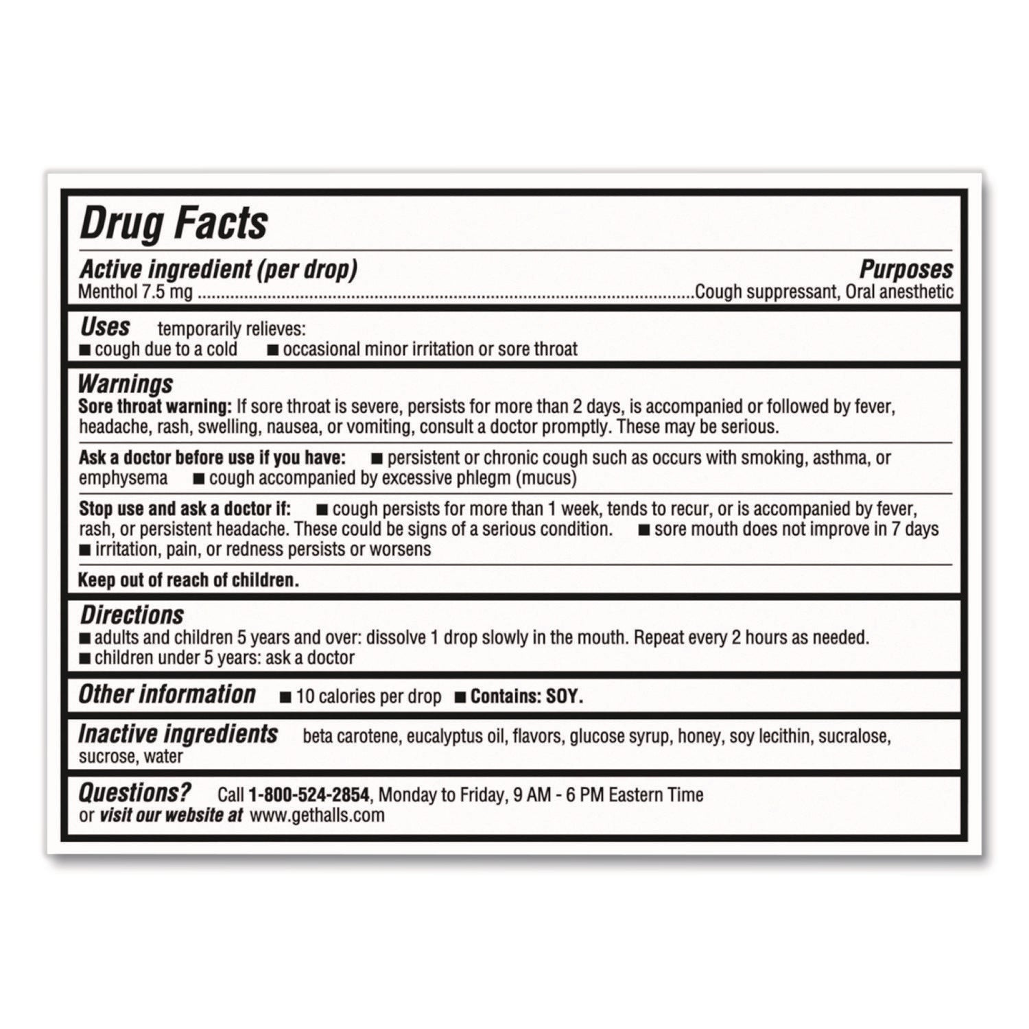 HALLS Relief Menthol cough Suppressant - Oral Anesthetic, Honey Lemon, 30/Pack