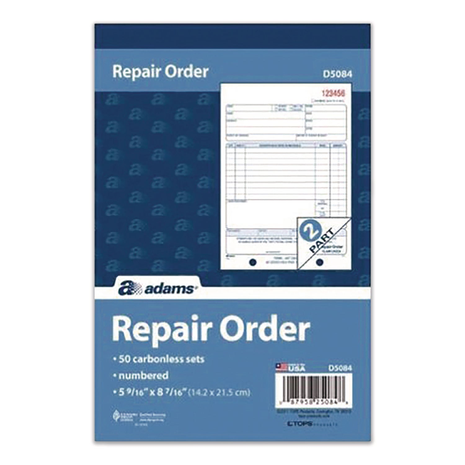 Adams® Multipart Repair Order Pad, Two-Part Carbonless, 5.56 x 7.94, 50 Forms Total