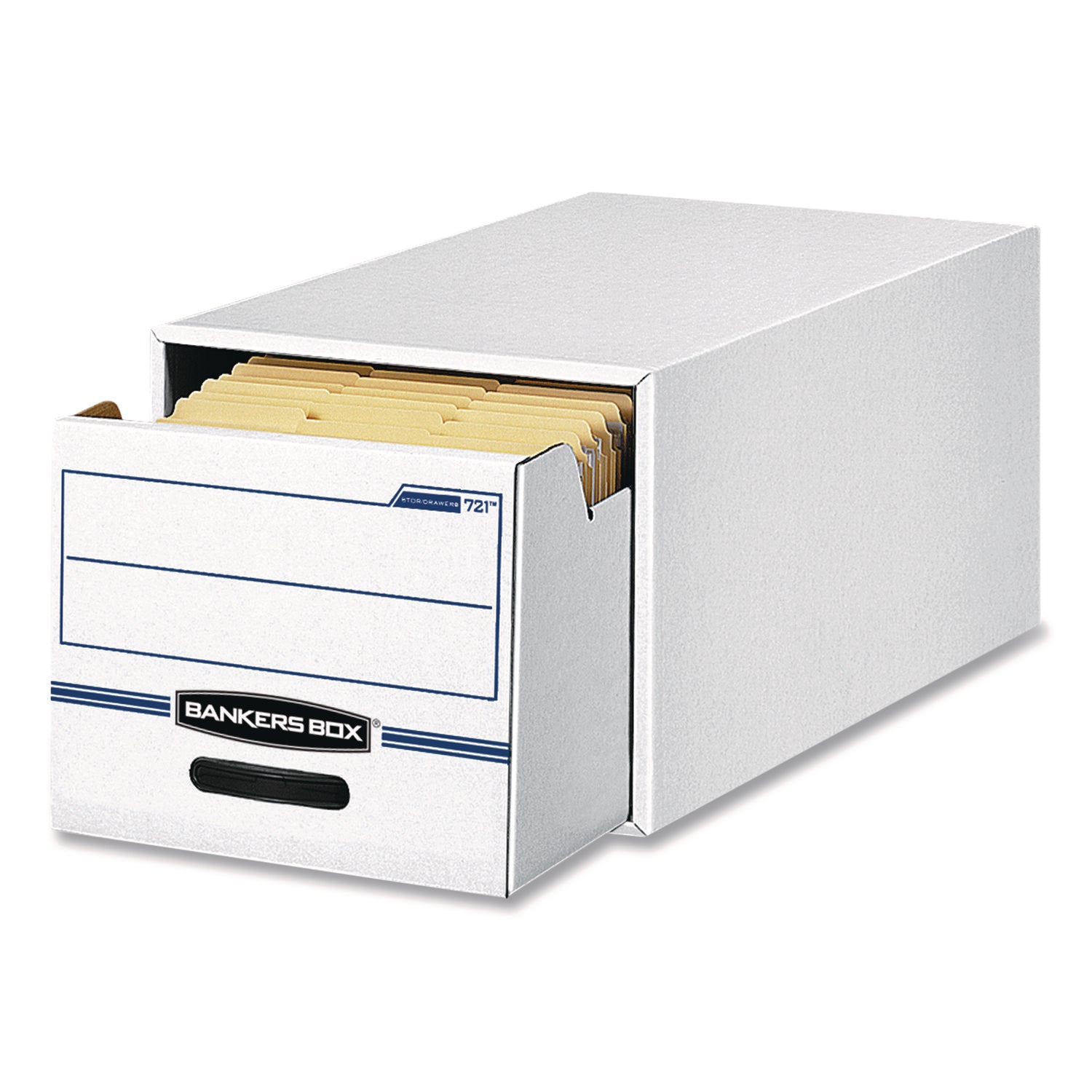 Bankers Box® STOR/DRAWER Basic Space-Savings Storage Drawers, Letter Files, 14" x 25.5" x 11.5", White/Blue
