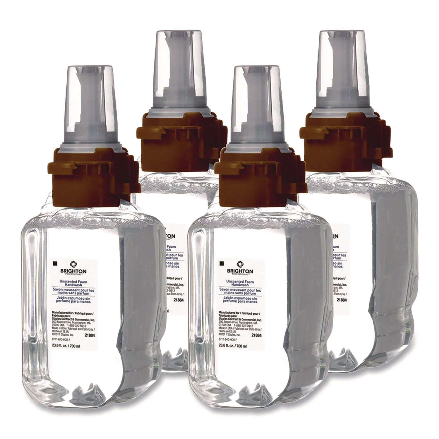Brighton Professional™ Foaming Hand Soap Refill for ADX 7 Dispenser, Unscented, 700 mL, 4/Carton