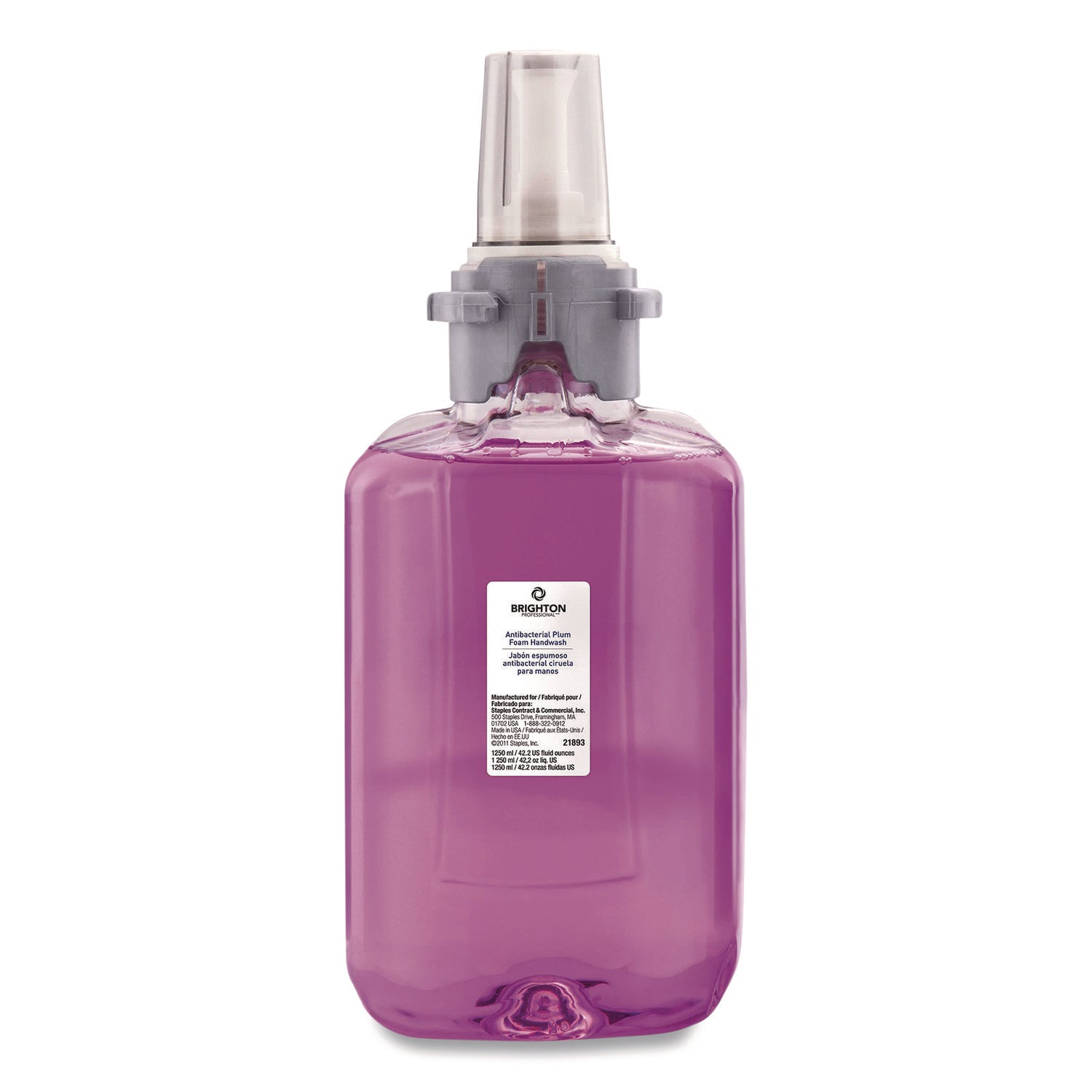 Brighton Professional™ Antibacterial Foaming Hand Soap Refill for ADX-12 Dispensers, Plum Scent, 1,250 mL, 3/Carton