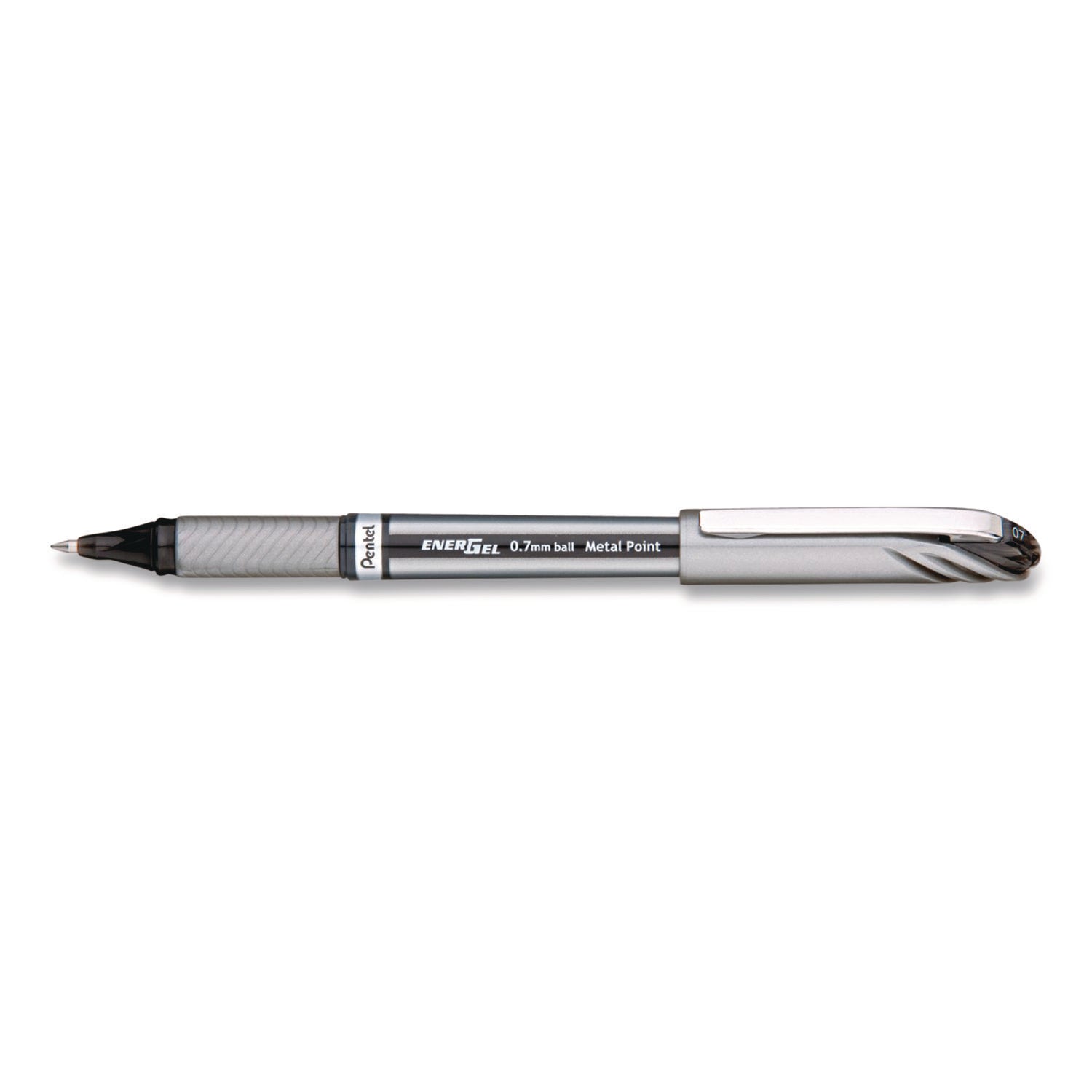 Pentel® EnerGel NV Gel Pen, Stick, Medium 0.7 mm, Black Ink, Gray/Black Barrel