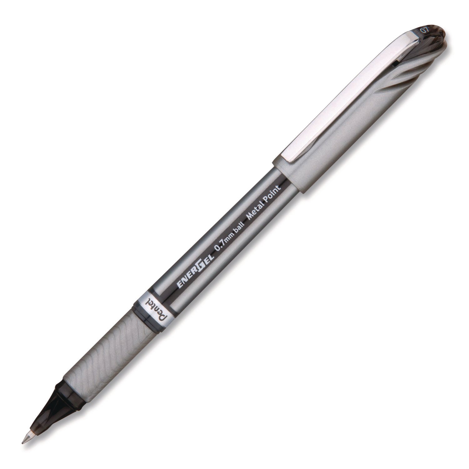 Pentel® EnerGel NV Gel Pen, Stick, Medium 0.7 mm, Black Ink, Gray/Black Barrel