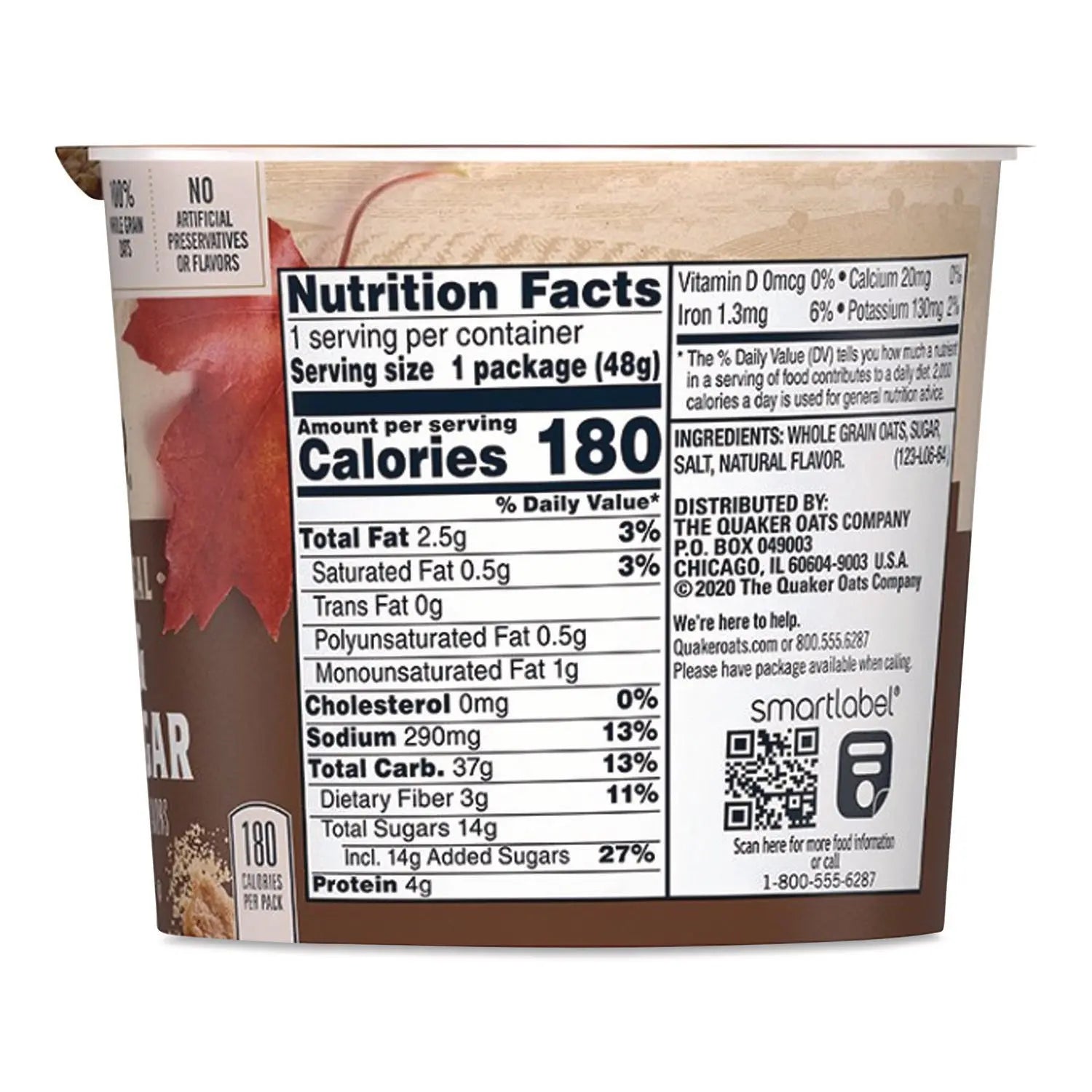 Quaker® Instant Oatmeal, Maple Brown Sugar, 1.69 oz Packet, 24/Carton Quaker® Flipcost