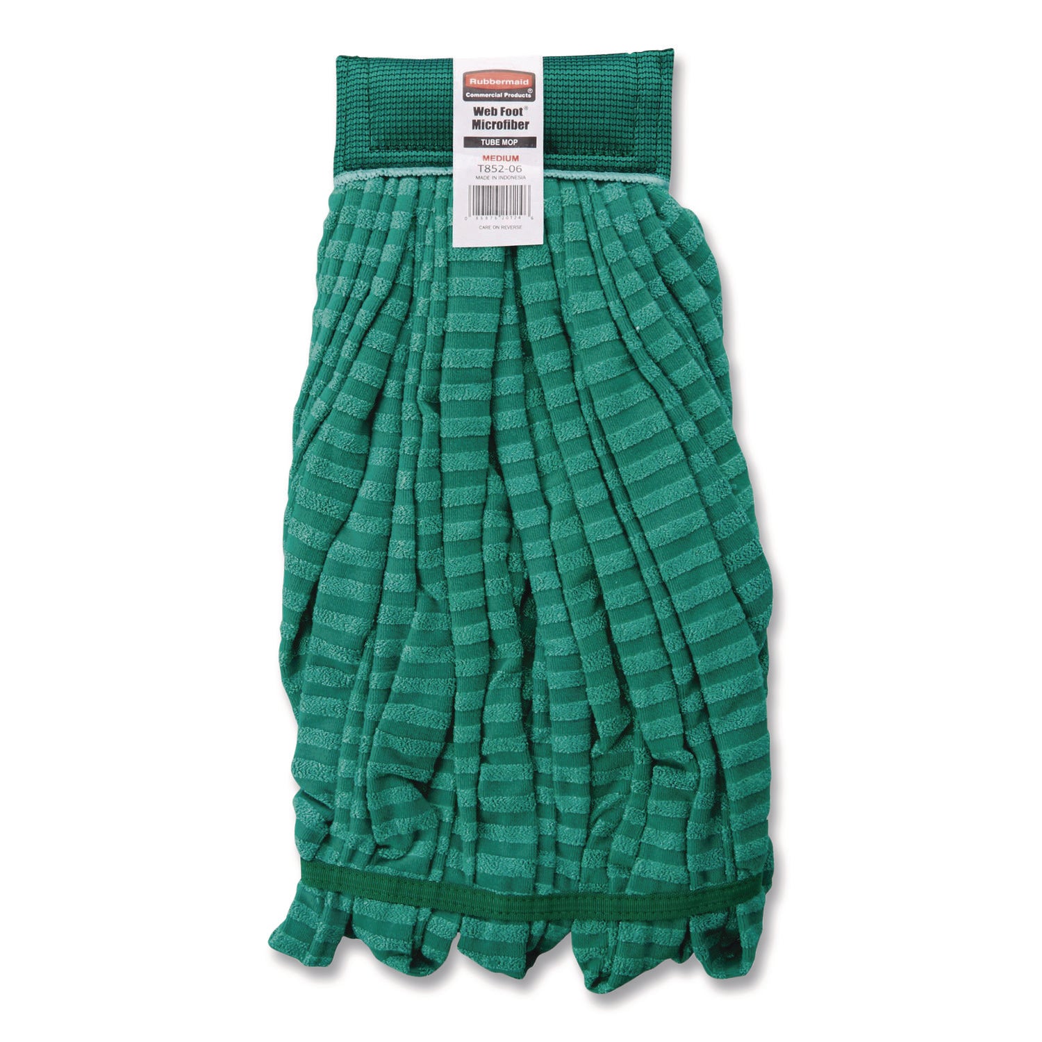 Rubbermaid® Commercial Microfiber Tube Wet Mop, Microfiber/Polyester, Medium, Green