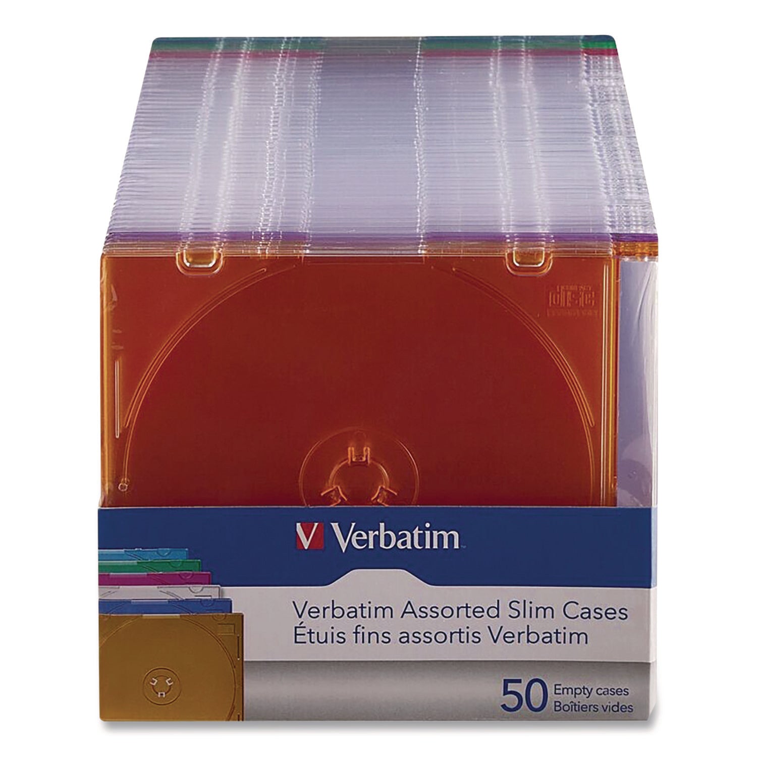 Verbatim® Slim Cases for CD, DVD and Blu-Ray, Assorted Colors, 50/Pack