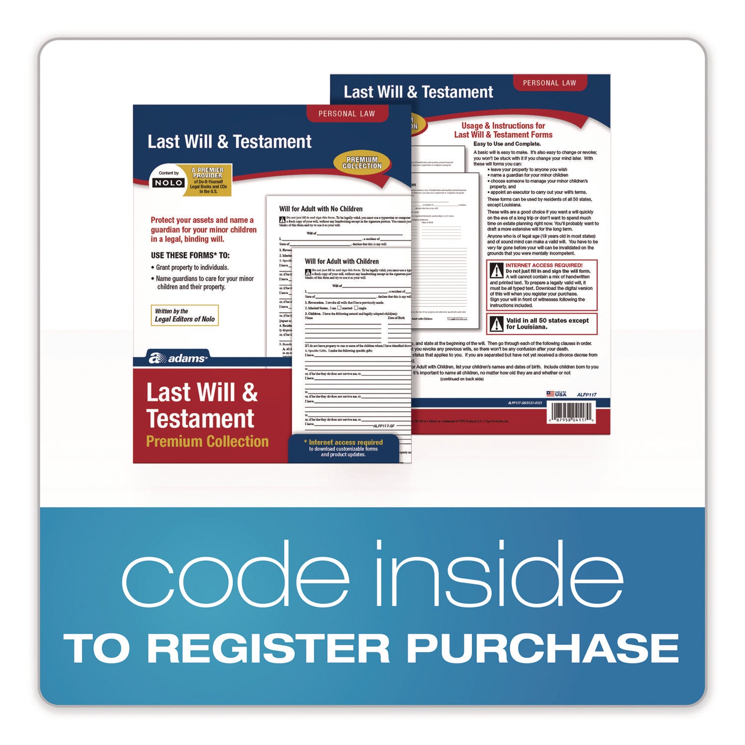 Adams® Last Will and Testament Digital Download with Instructions, Inkjet/Laser Printable, 8.5 x 11, Unlimited Number of Forms