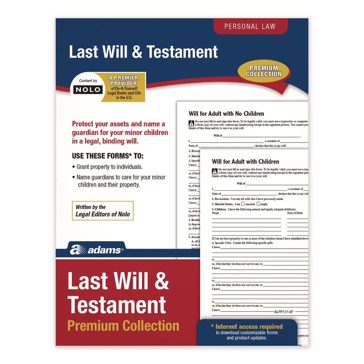Adams® Last Will and Testament Digital Download with Instructions, Inkjet/Laser Printable, 8.5 x 11, Unlimited Number of Forms