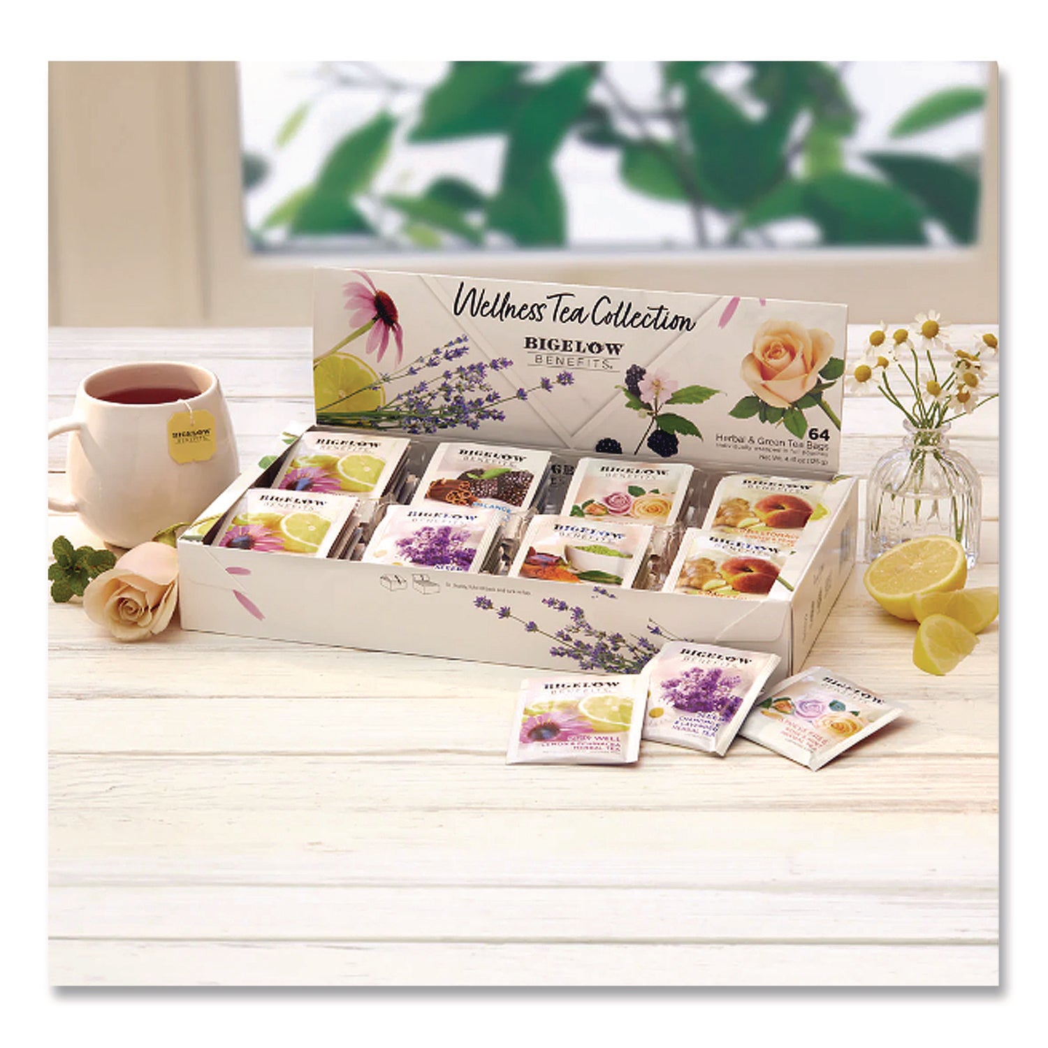 Bigelow® Benefits Wellness Tea Bags, Assorted Flavors, 64/Box