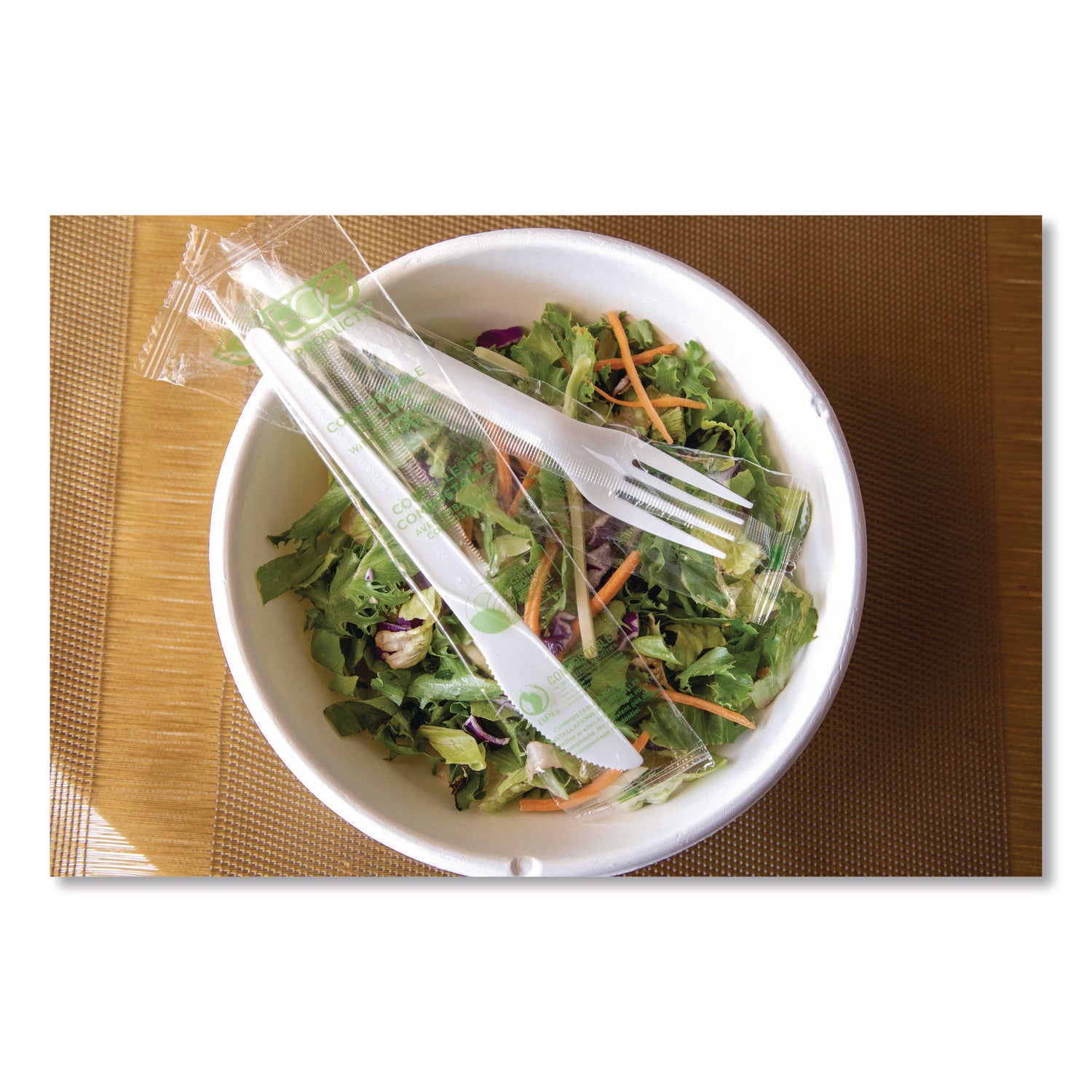 Eco-Products® Plantware CPLA Cutlery, Individually Wrapped, Fork, White, 1,000/Carton