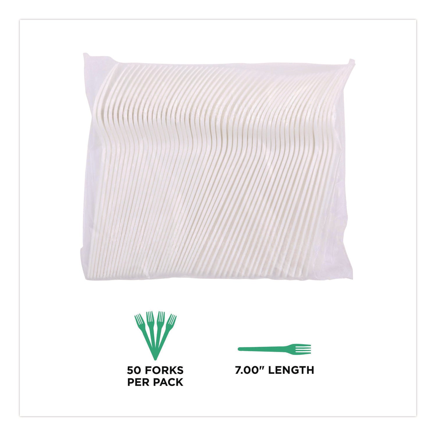 Eco-Products® Plantware CPLA Cutlery, Fork, White, 1,000/Carton