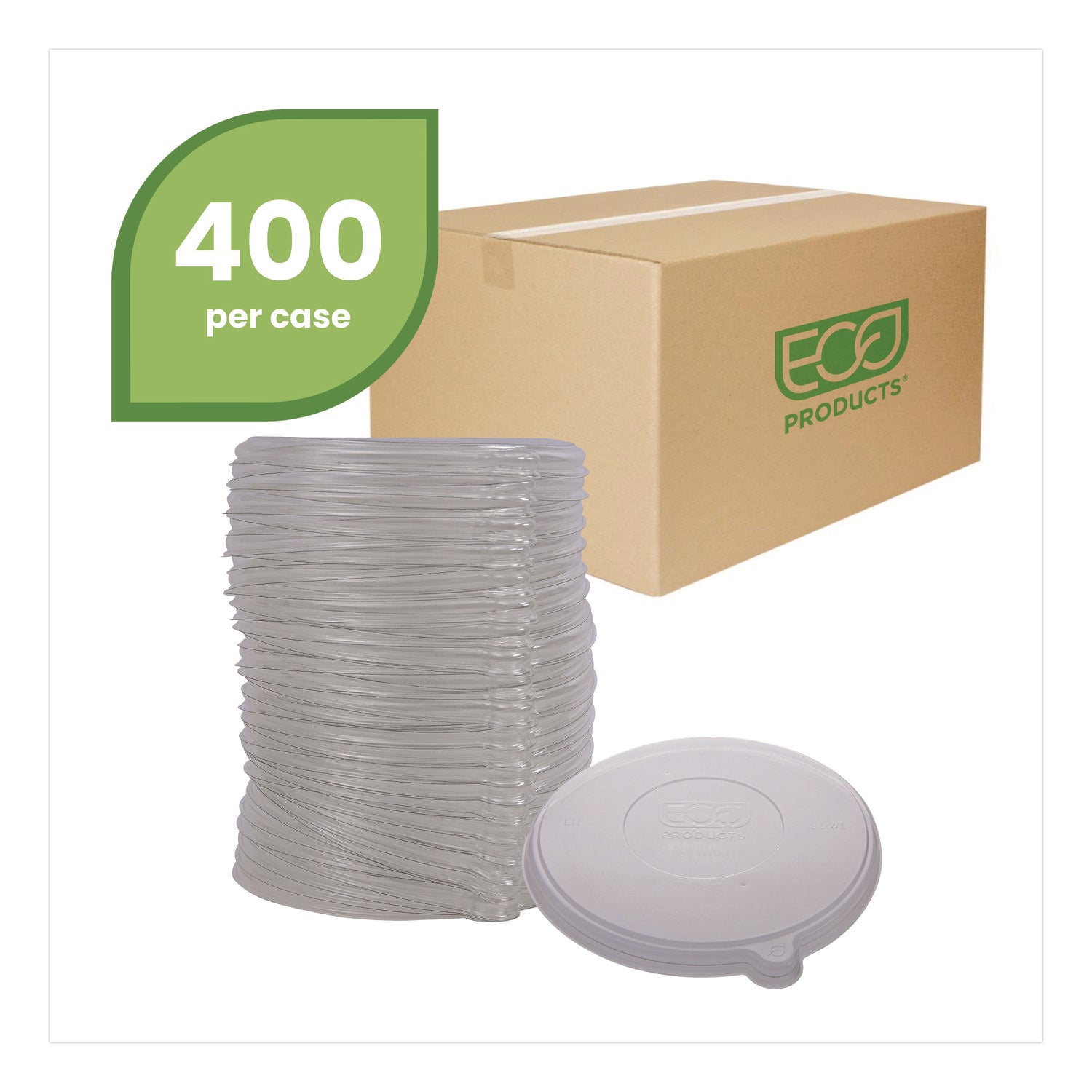Eco-Products® Worldview 100 Percent Recycled Content Lid, 7.93" Diameter x 0.6" h, Clear, 400/Carton