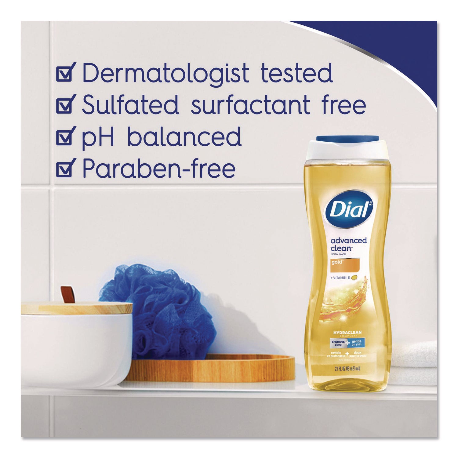 Dial® Body Wash Advanced Clean Gold, Original Gold, 16 oz, 6/Carton