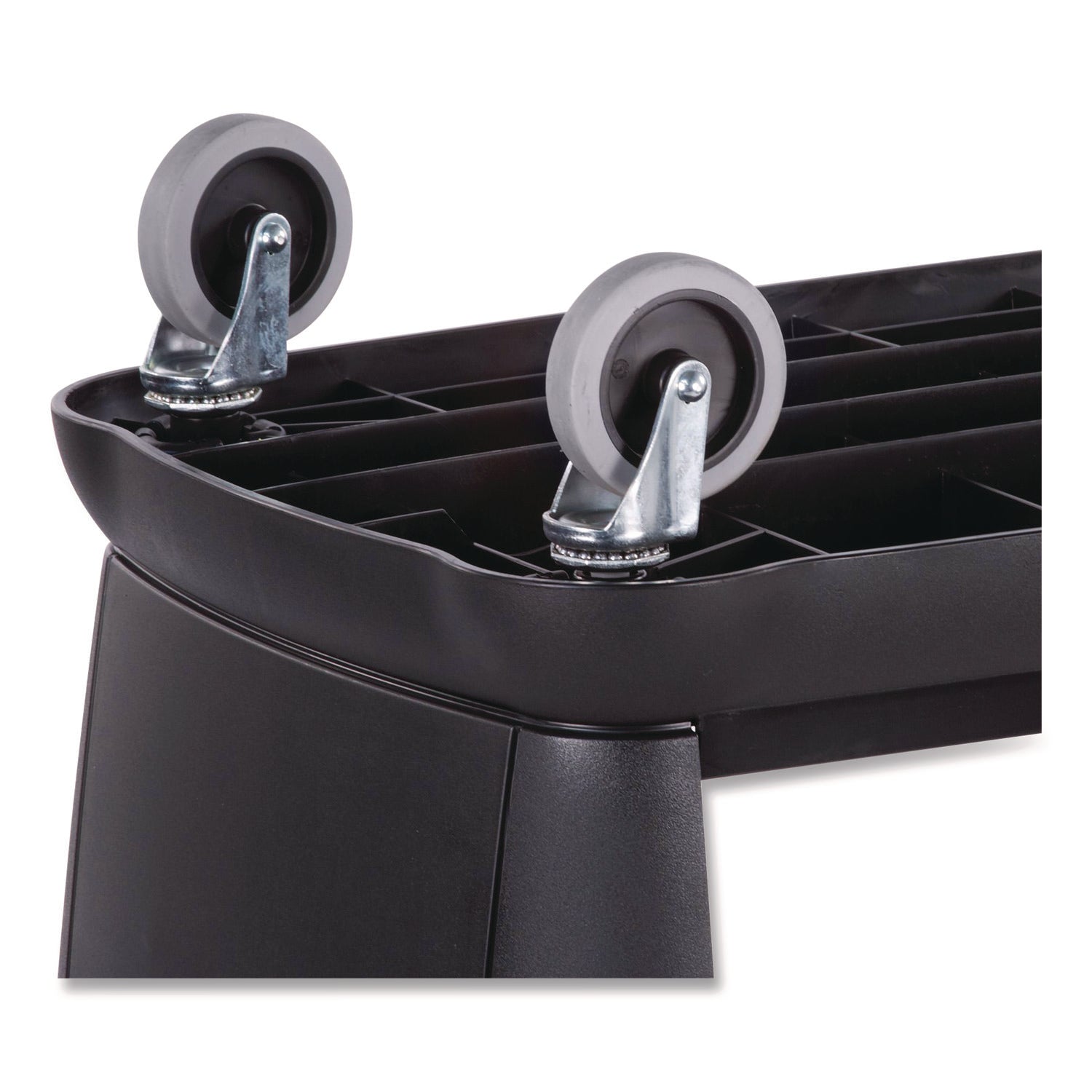 Boardwalk® Bussing Cart, Plastic, 3 Shelves, 300 lb Capacity, 18 x 36.25 x 38, Black