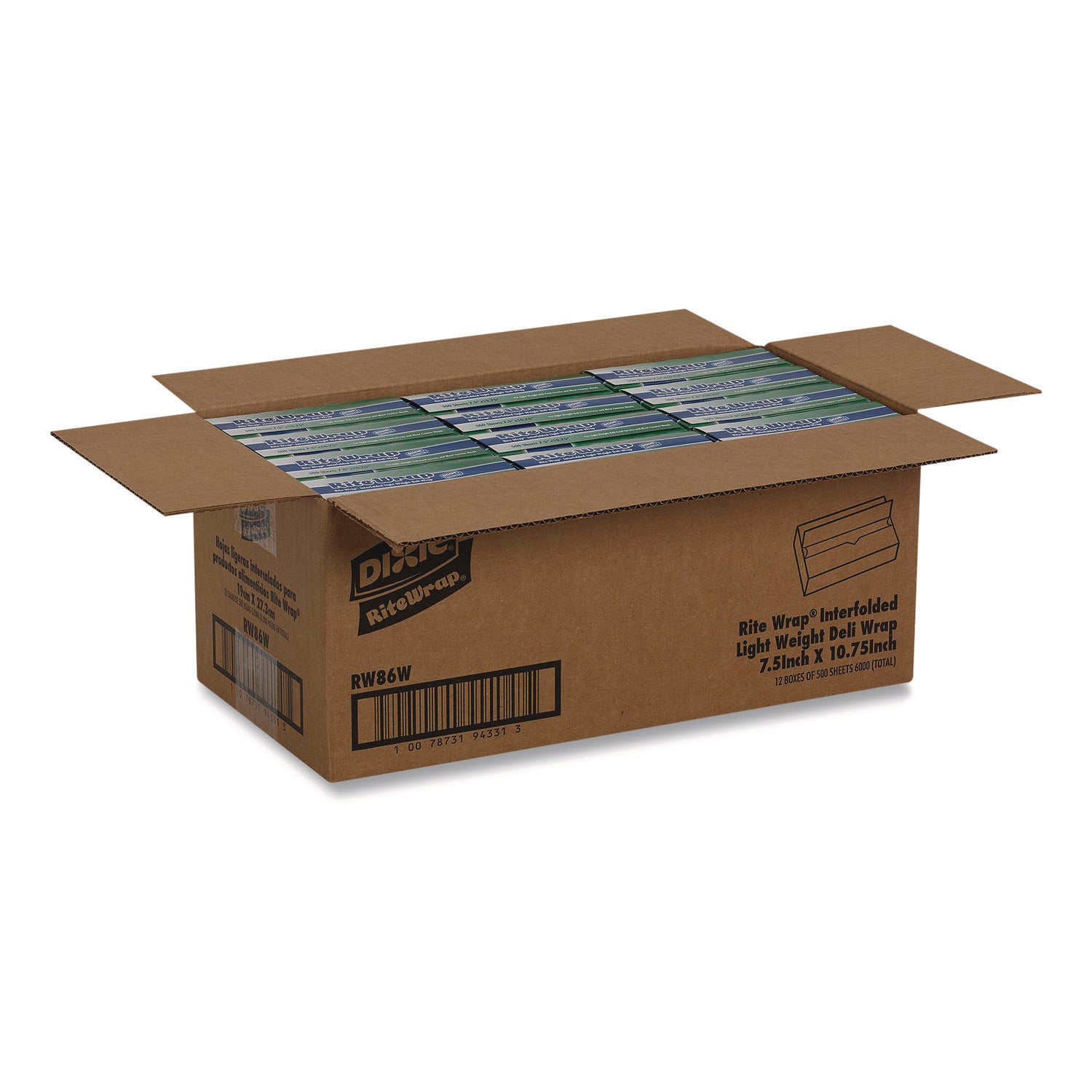 Dixie® Dispens-A-Wax Waxed Deli Patty Paper, 10.75 x 7.5, 500/Box, 12 Boxes/Carton