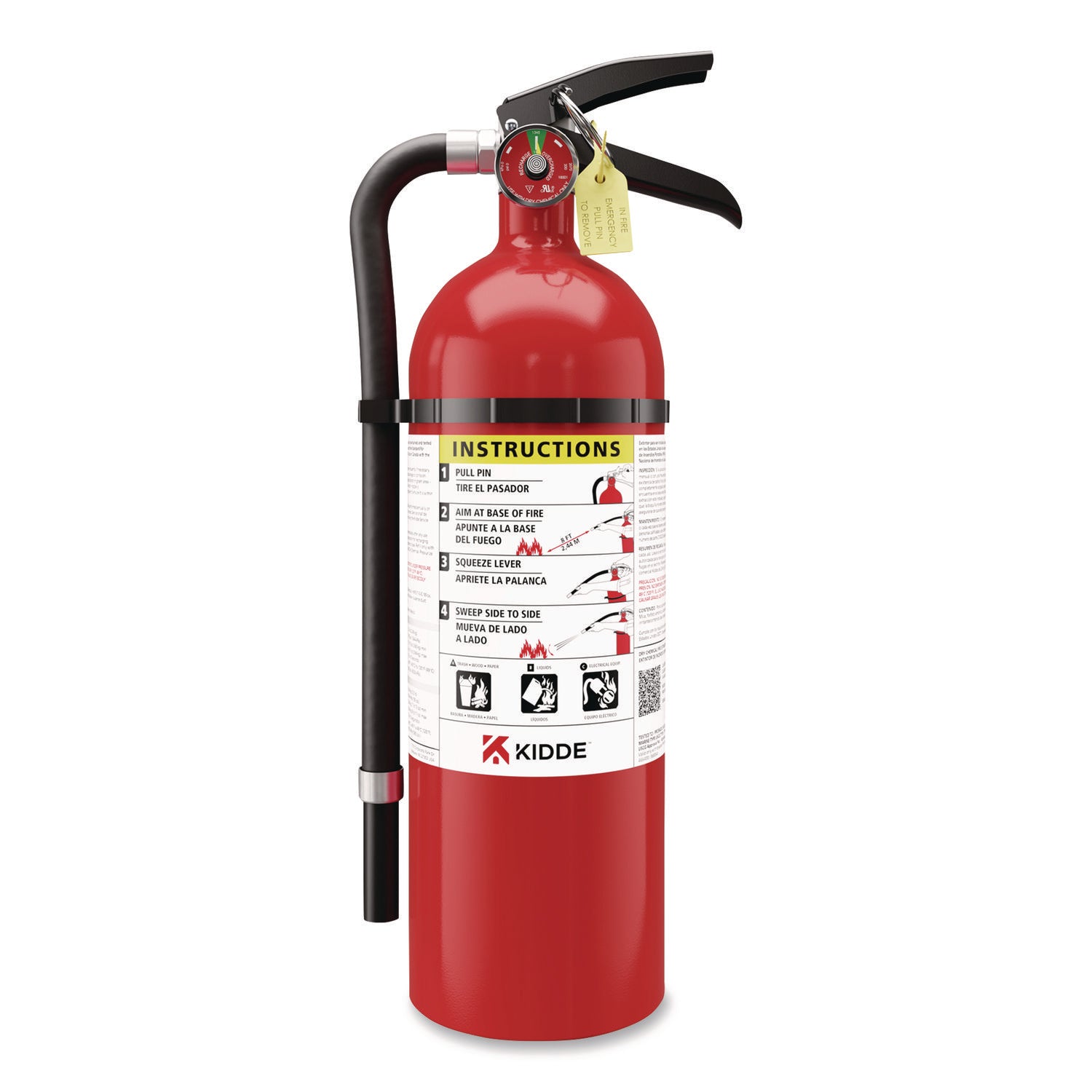 Kidde Pro-5MP Series Fire Extinguisher, with Wall Hanger, 3-A, 40-B:C, 5.5 lbs
