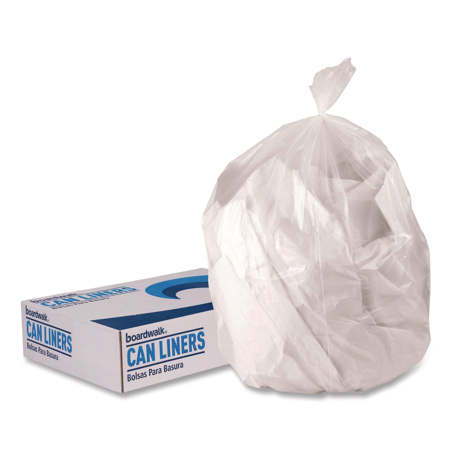 Boardwalk® Low-Density Waste Can Liners, 16 gal, 0.5 mil, 24 x 32, Clear, Perforated Roll, 500/Carton
