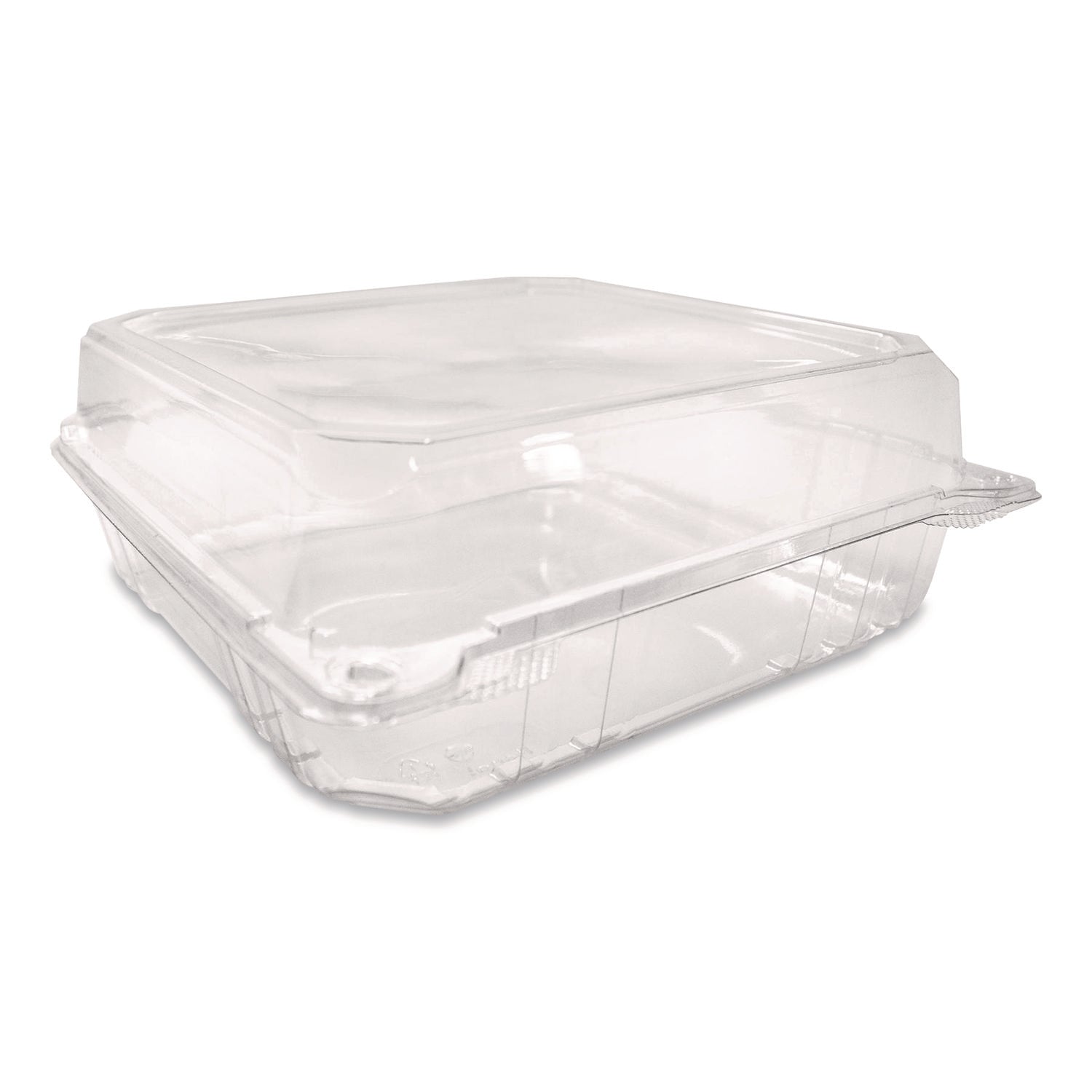 Karat® PET Plastic Hinged Container, 9 x 9 x 3.6, Clear, Plastic, 100/Pack, 2 Packs/Carton