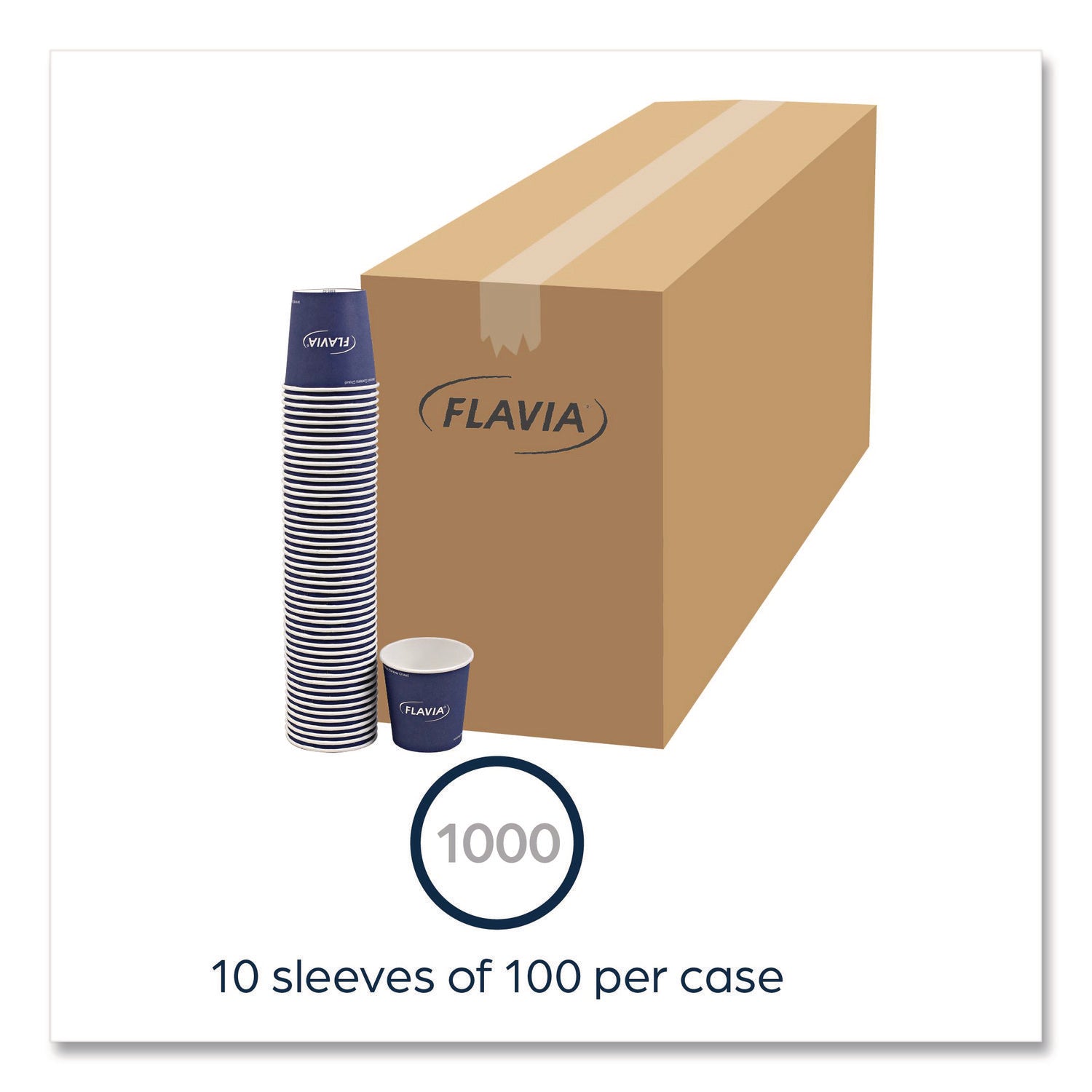 FLAVIA® Hot Beverage Paper Cup 10 oz, FLAVIA Design, Blue, 100/Sleeve, 10 Sleeves/Carton